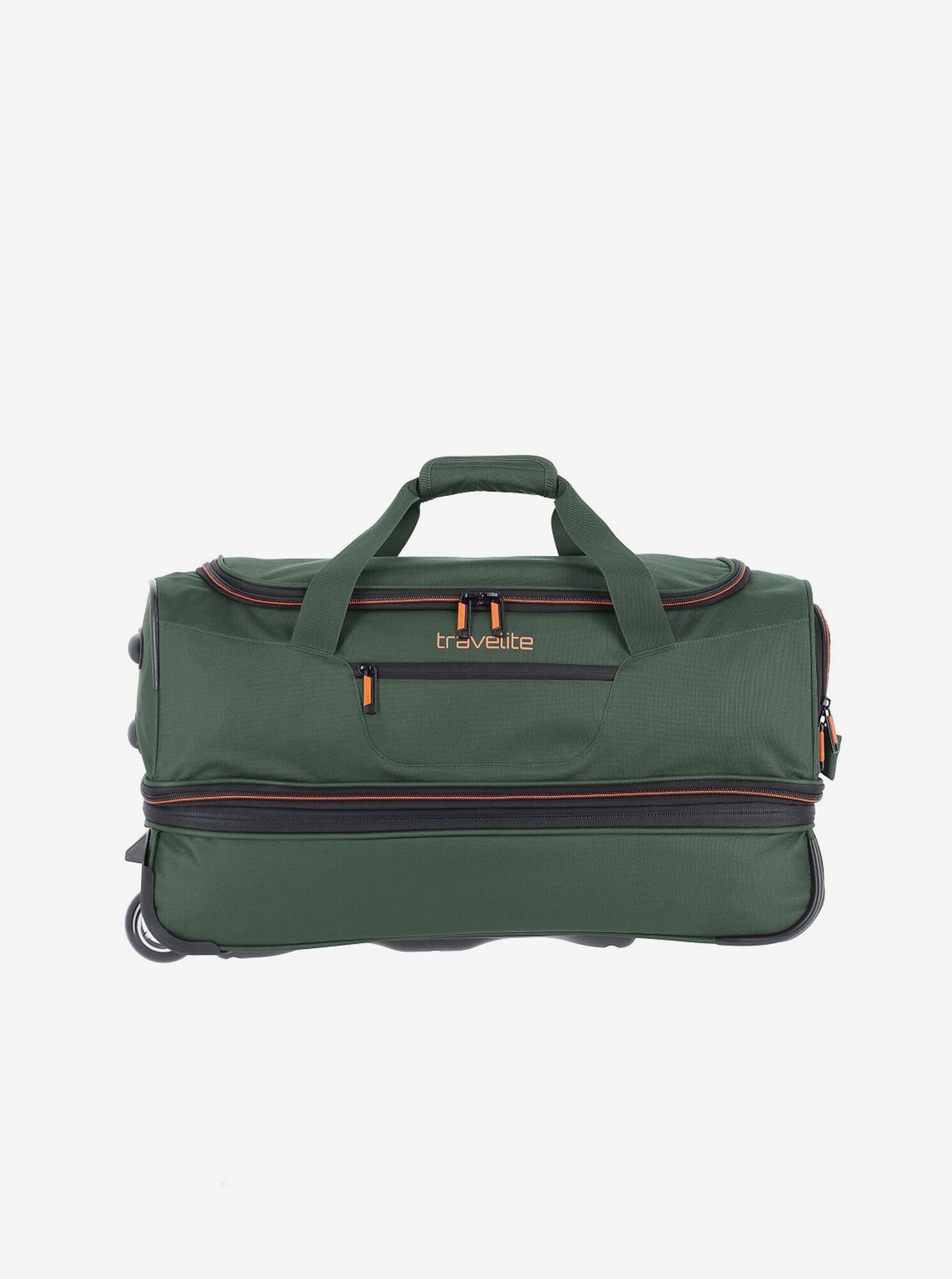 Levně Tmavě zelená cestovní taška Travelite Basics Wheeled duffle S