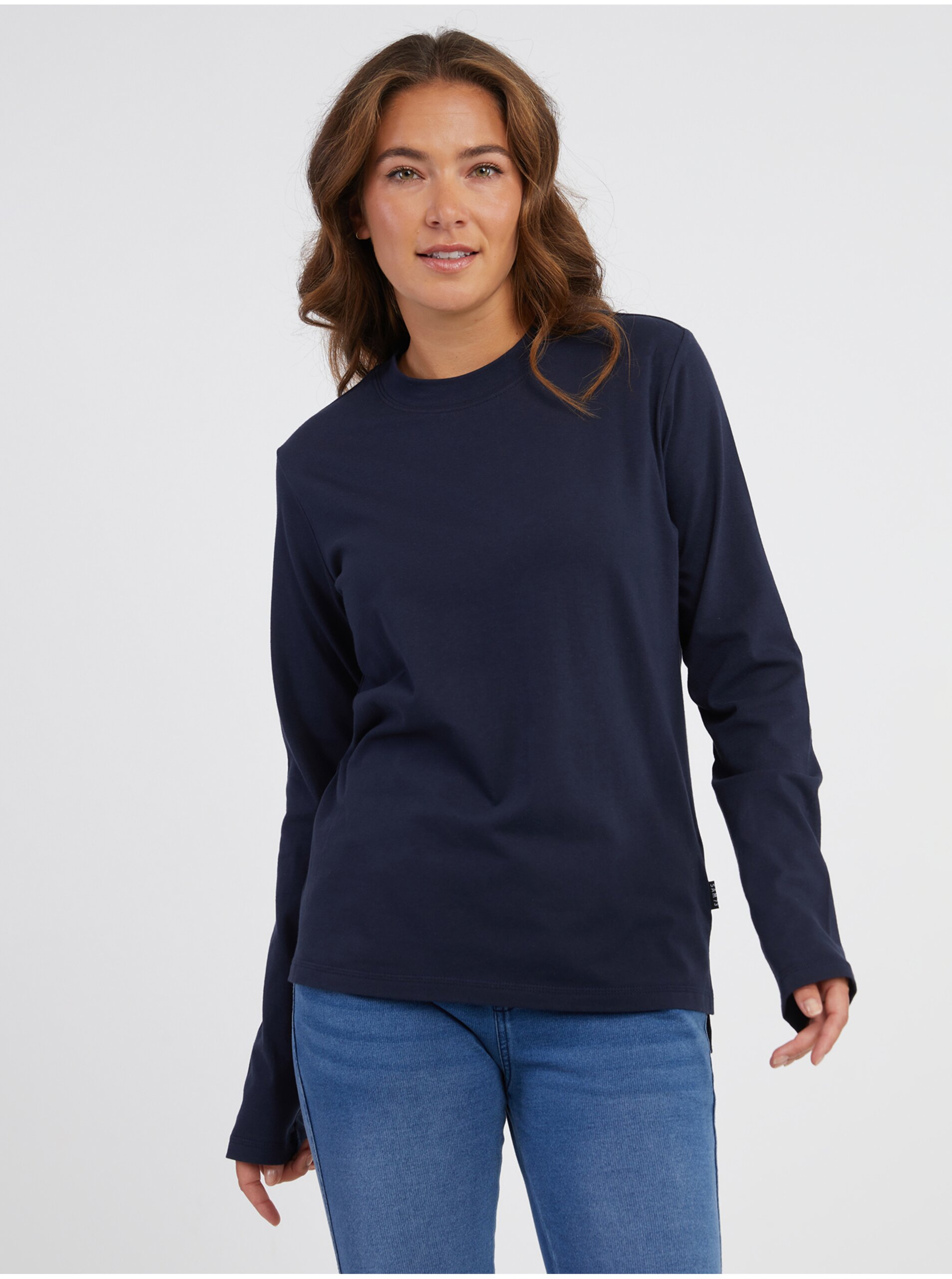 E-shop Tmavě modré dámské tričko s dlouhým rukávem SAM 73 Zira
