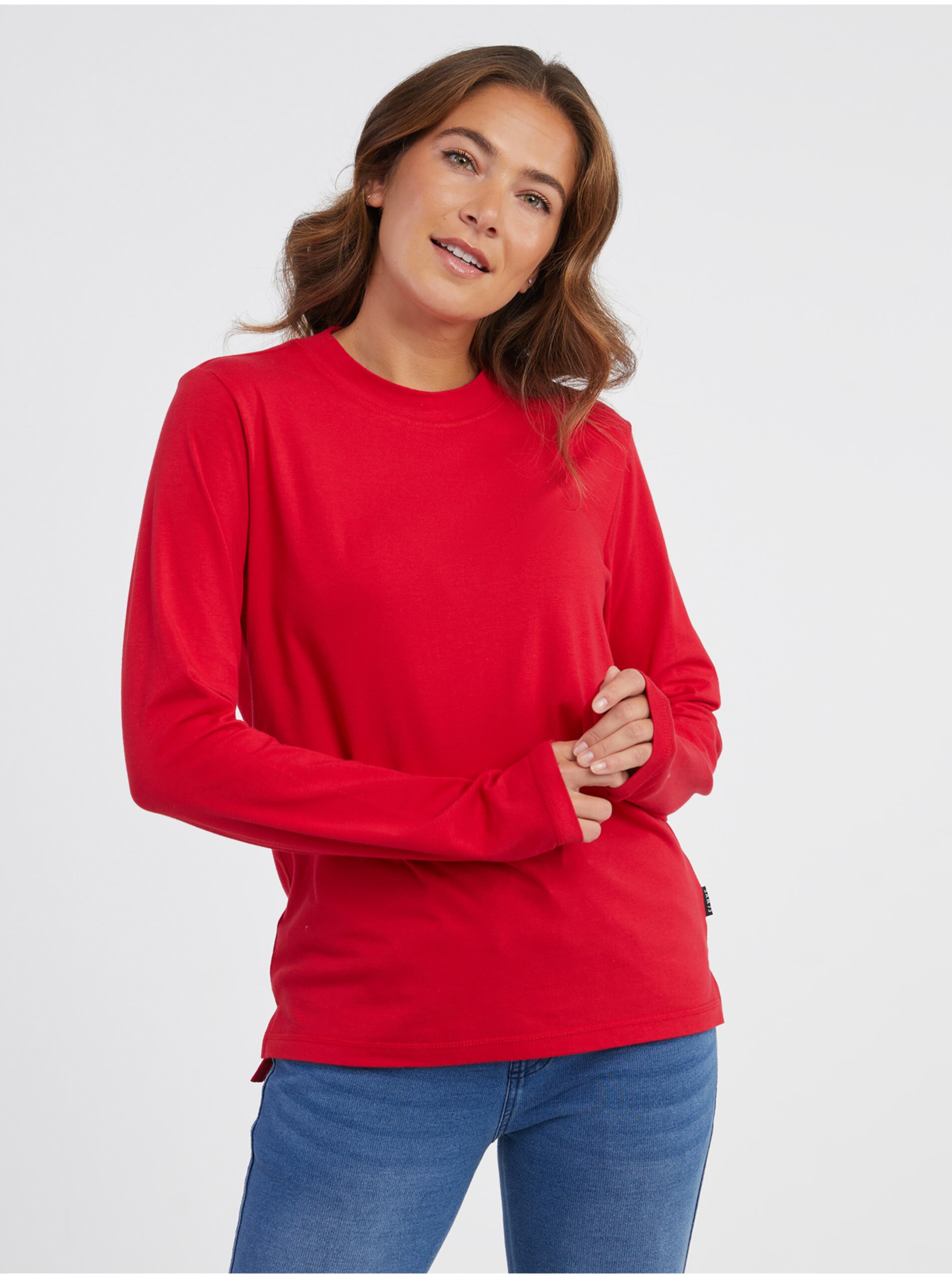 E-shop Červené dámské tričko s dlouhým rukávem SAM 73 Zira
