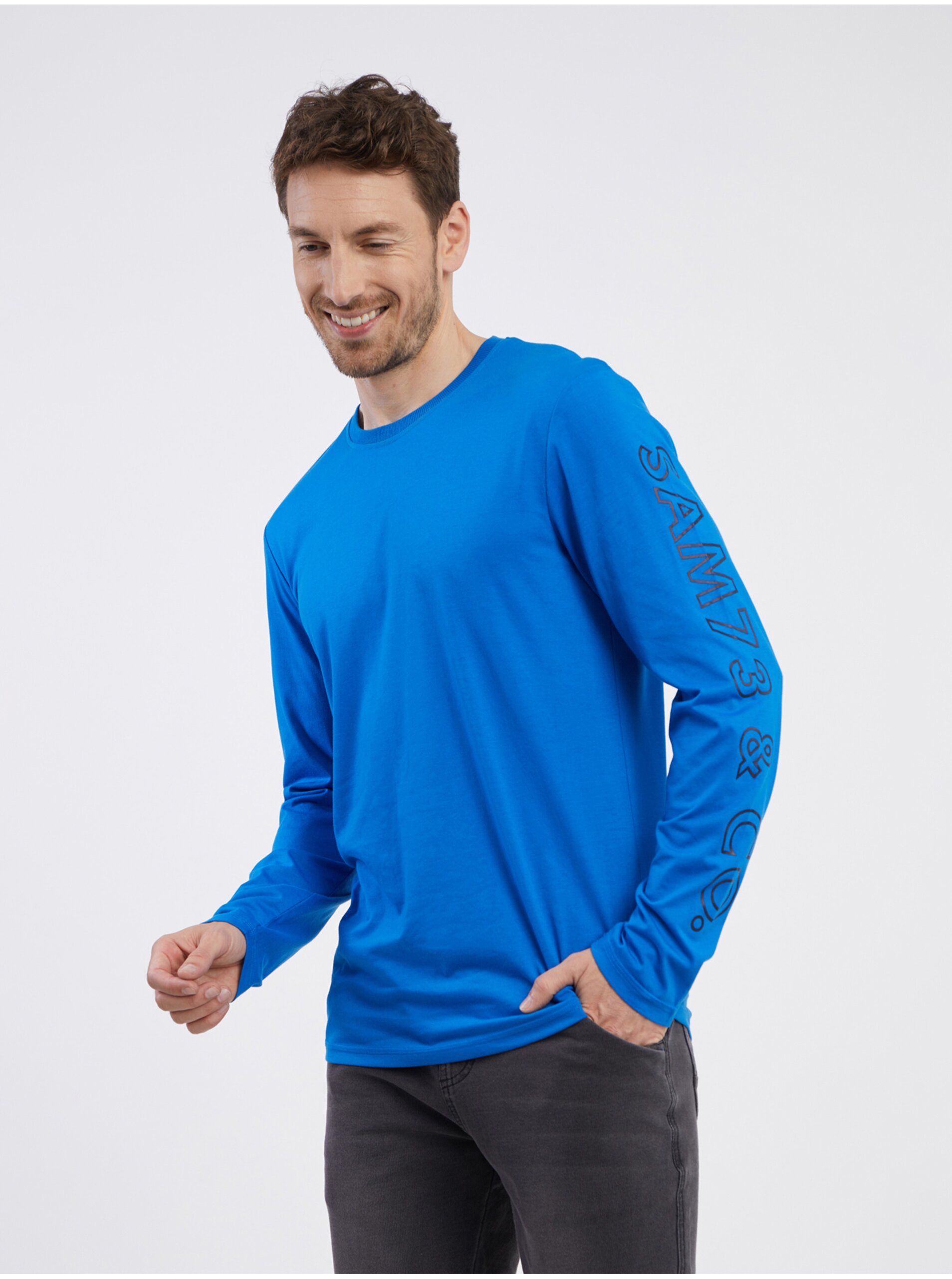 E-shop Modré pánské tričko s dlouhým rukávem SAM 73 Regulus