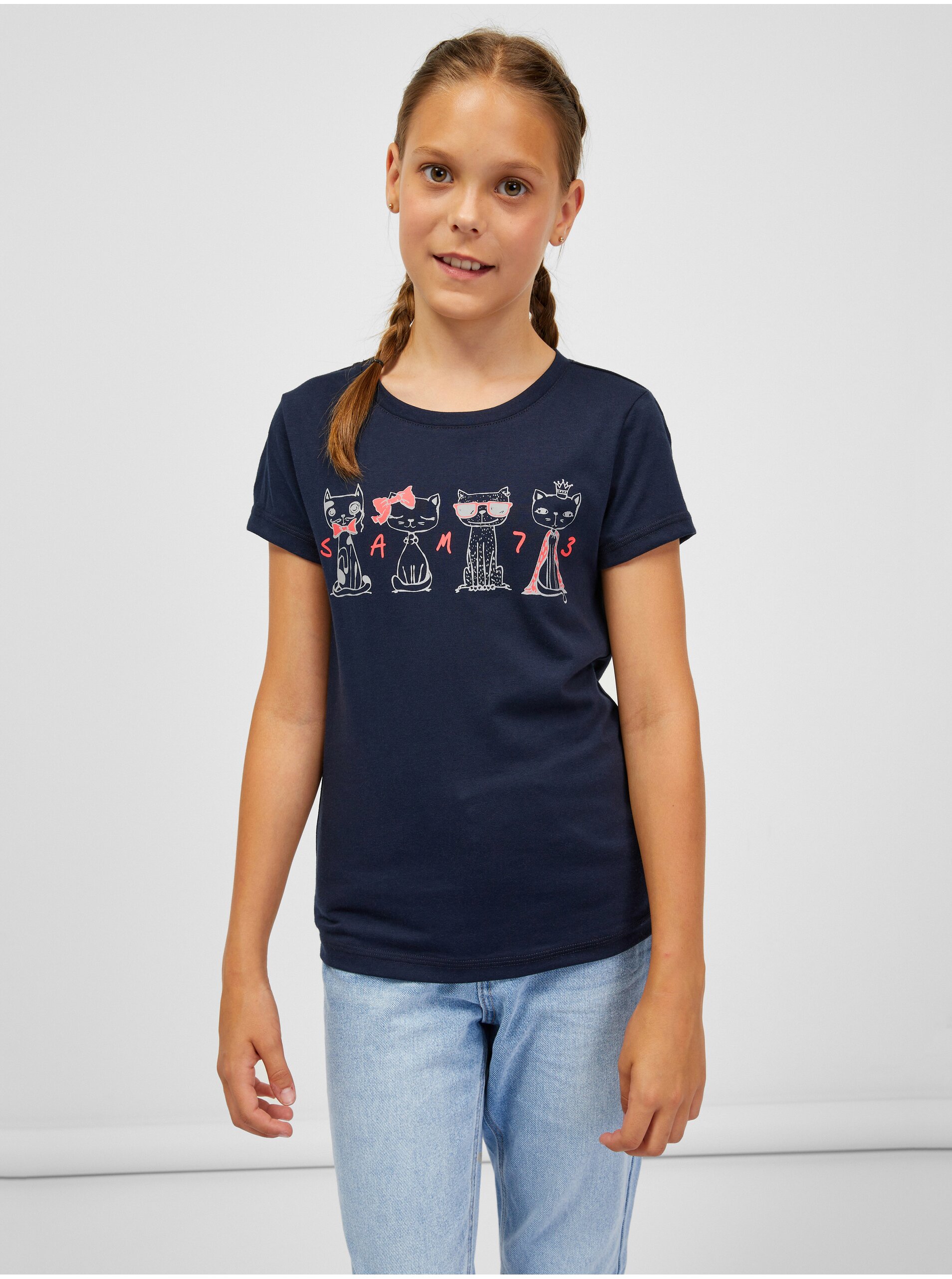 Lacno Tmavomodré dievčenské tričko SAM 73 Axill