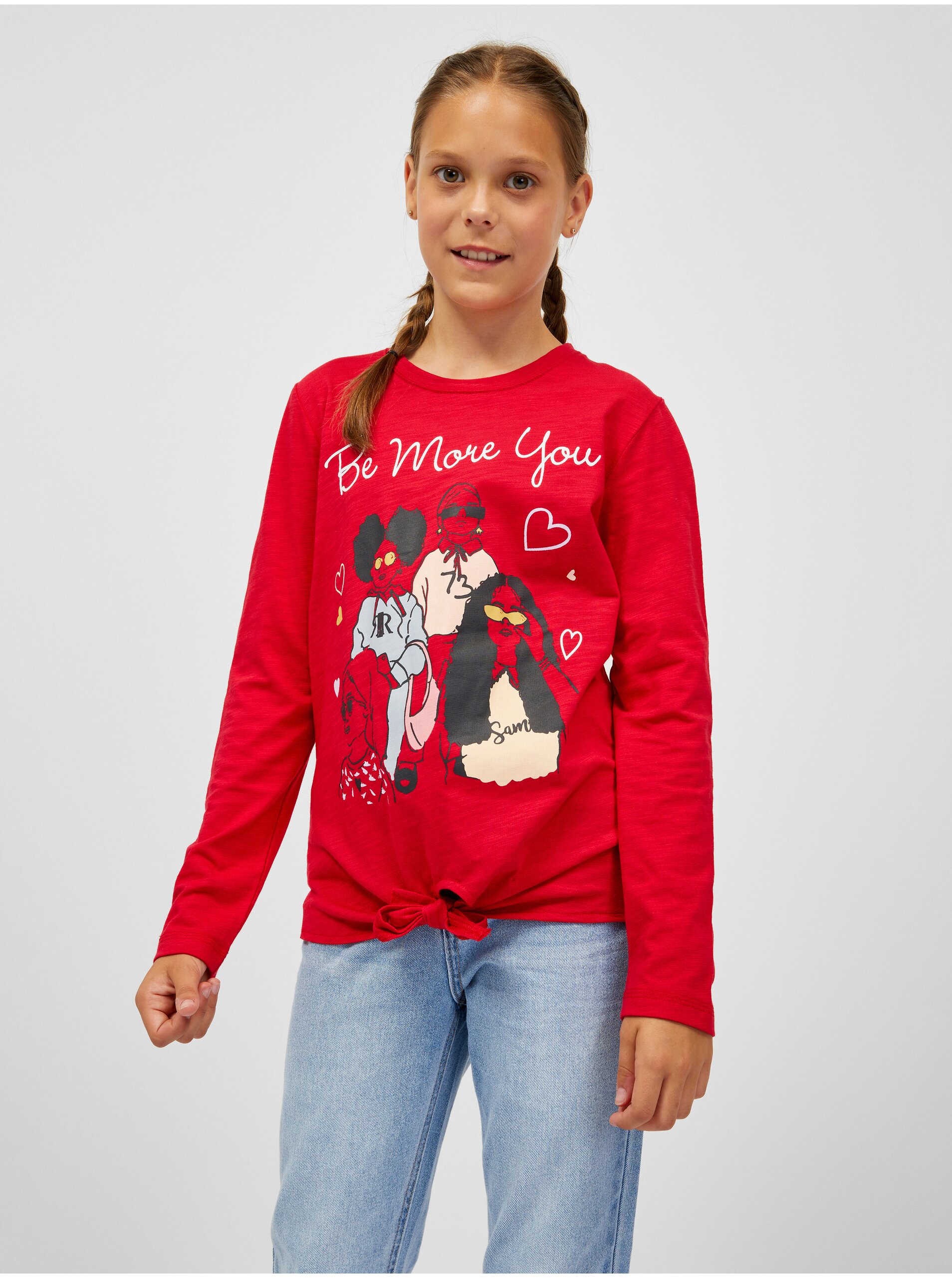 E-shop Červené dievčenské tričko s dlhým rukávom SAM 73 Vadania