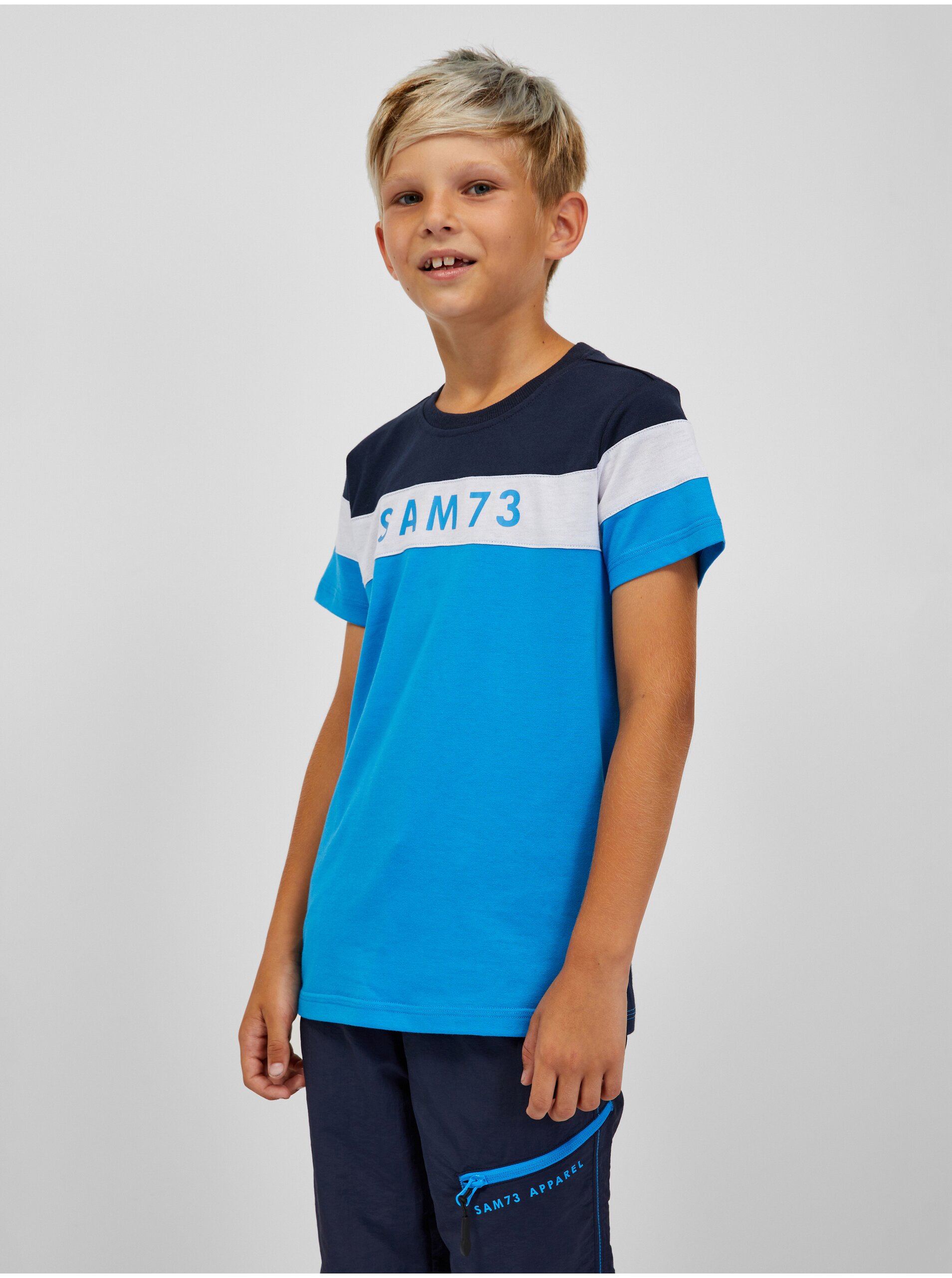 Lacno Modré chlapčenské tričko SAM 73 Kallan