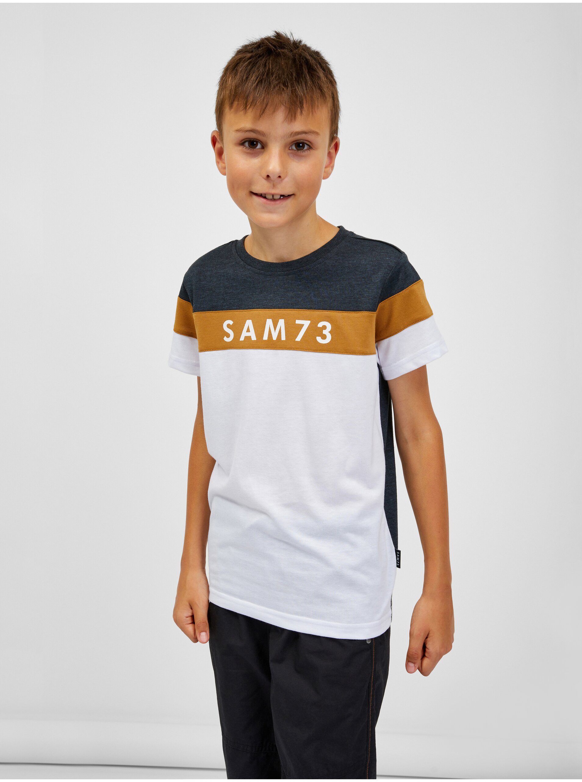 Lacno Modro-biele chlapčenské tričko SAM 73 Kallan