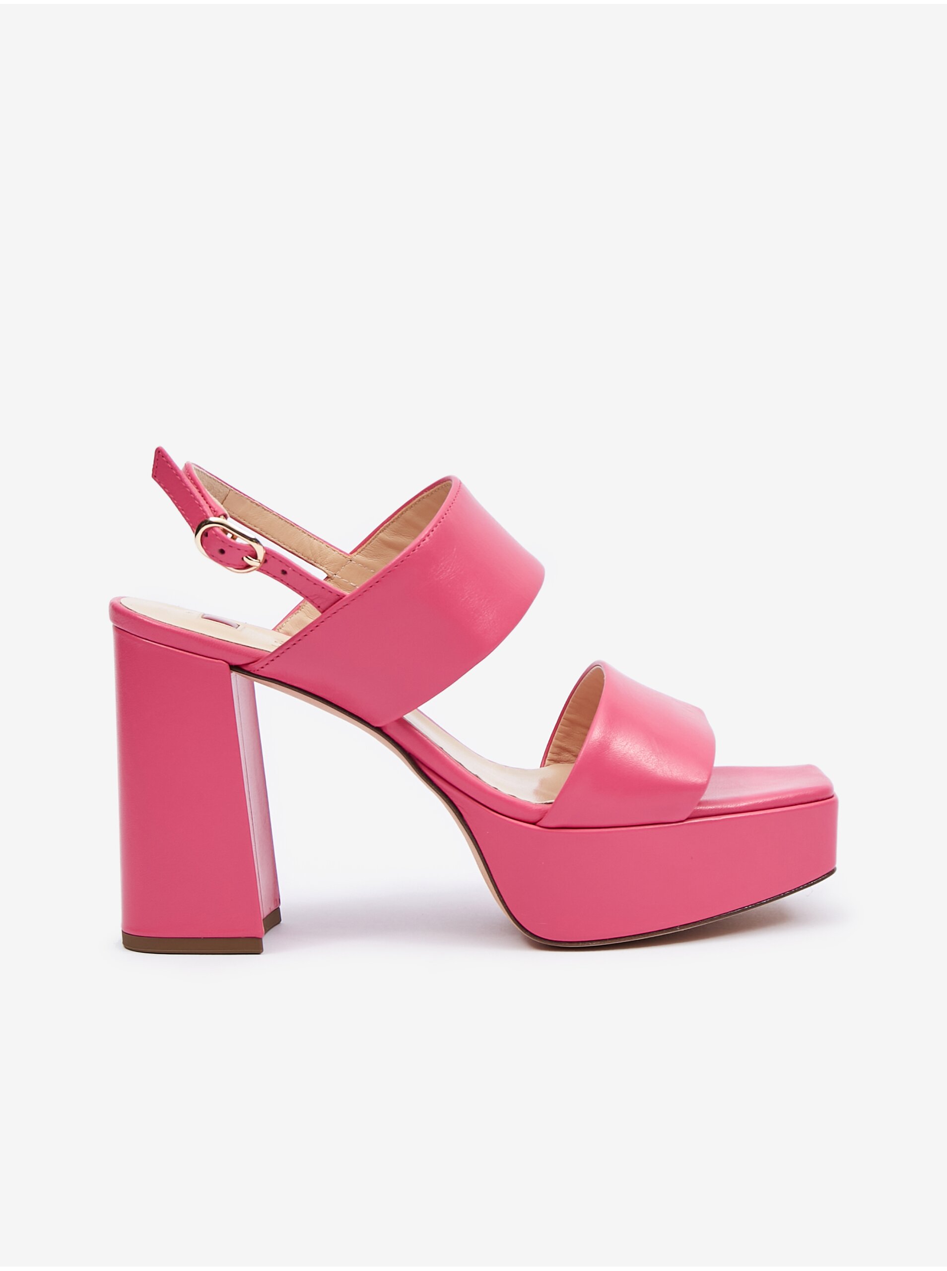 Levně Růžové dámské kožené sandály na podpatku Högl Cindy