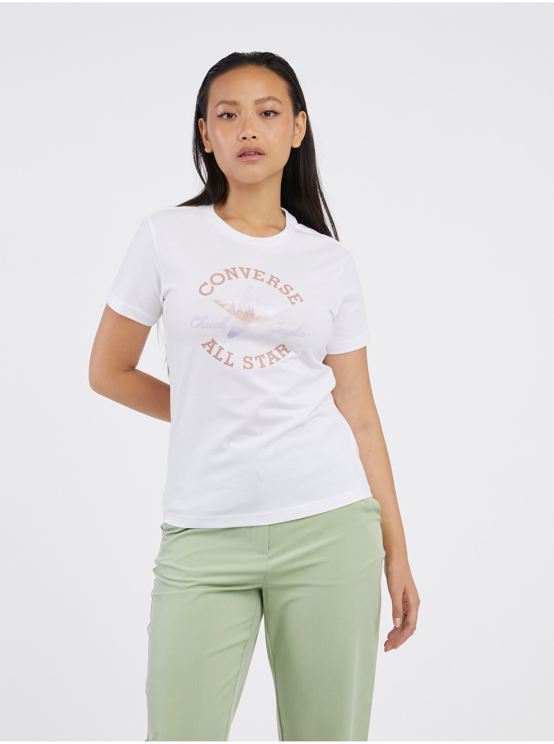 Levně Bílé dámské tričko Converse