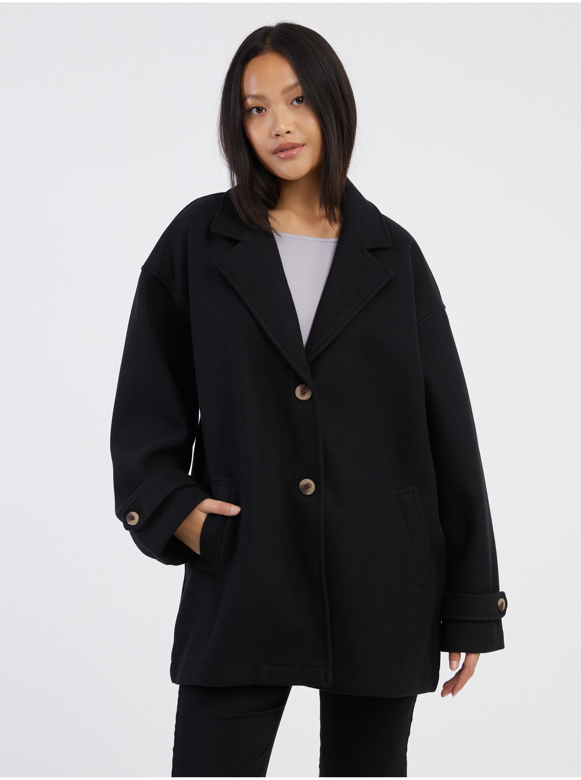 E-shop Černý dámský kabát Noisy May Alicia