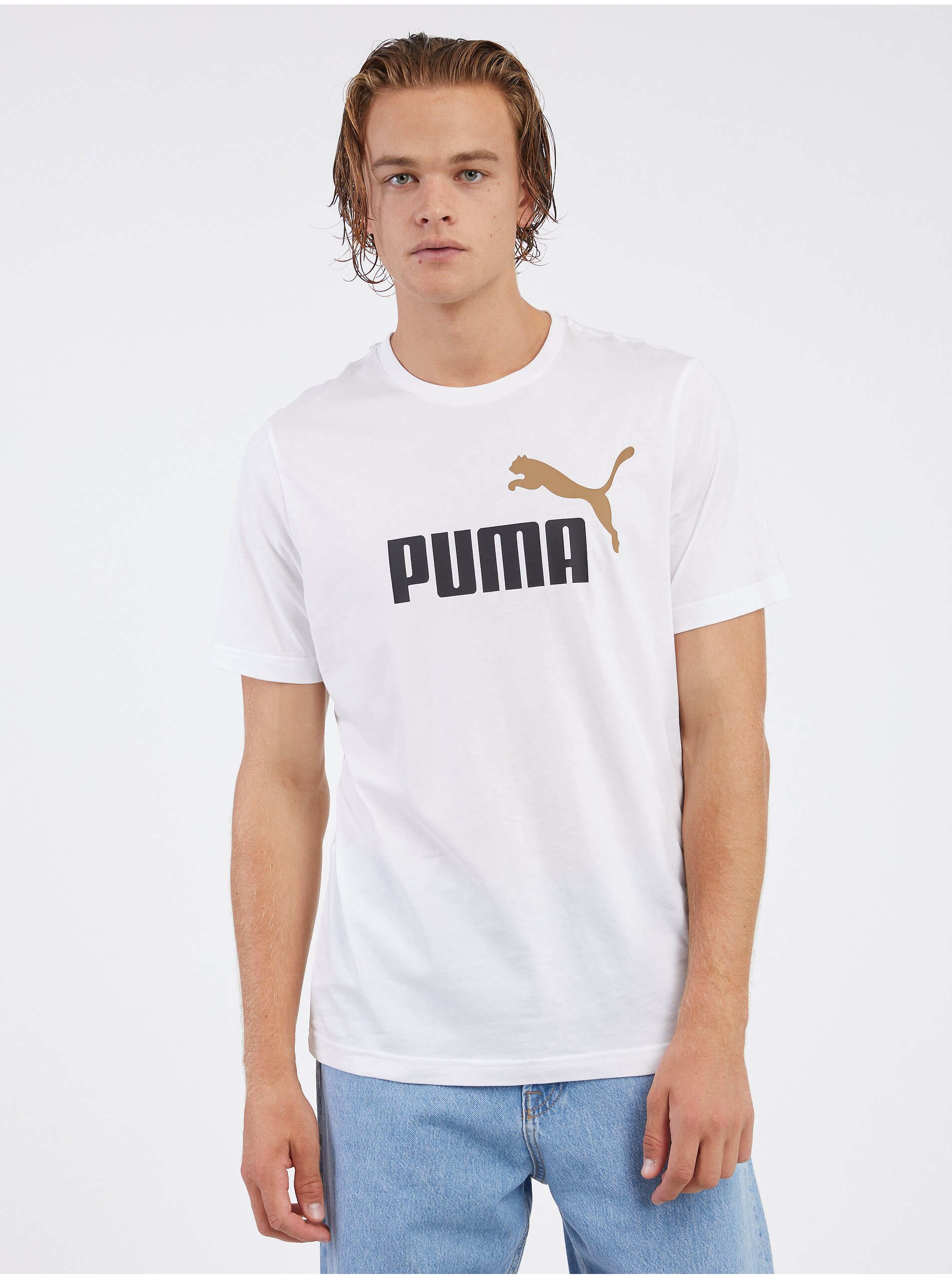 Lacno Biele pánske tričko Puma ESS+ 2