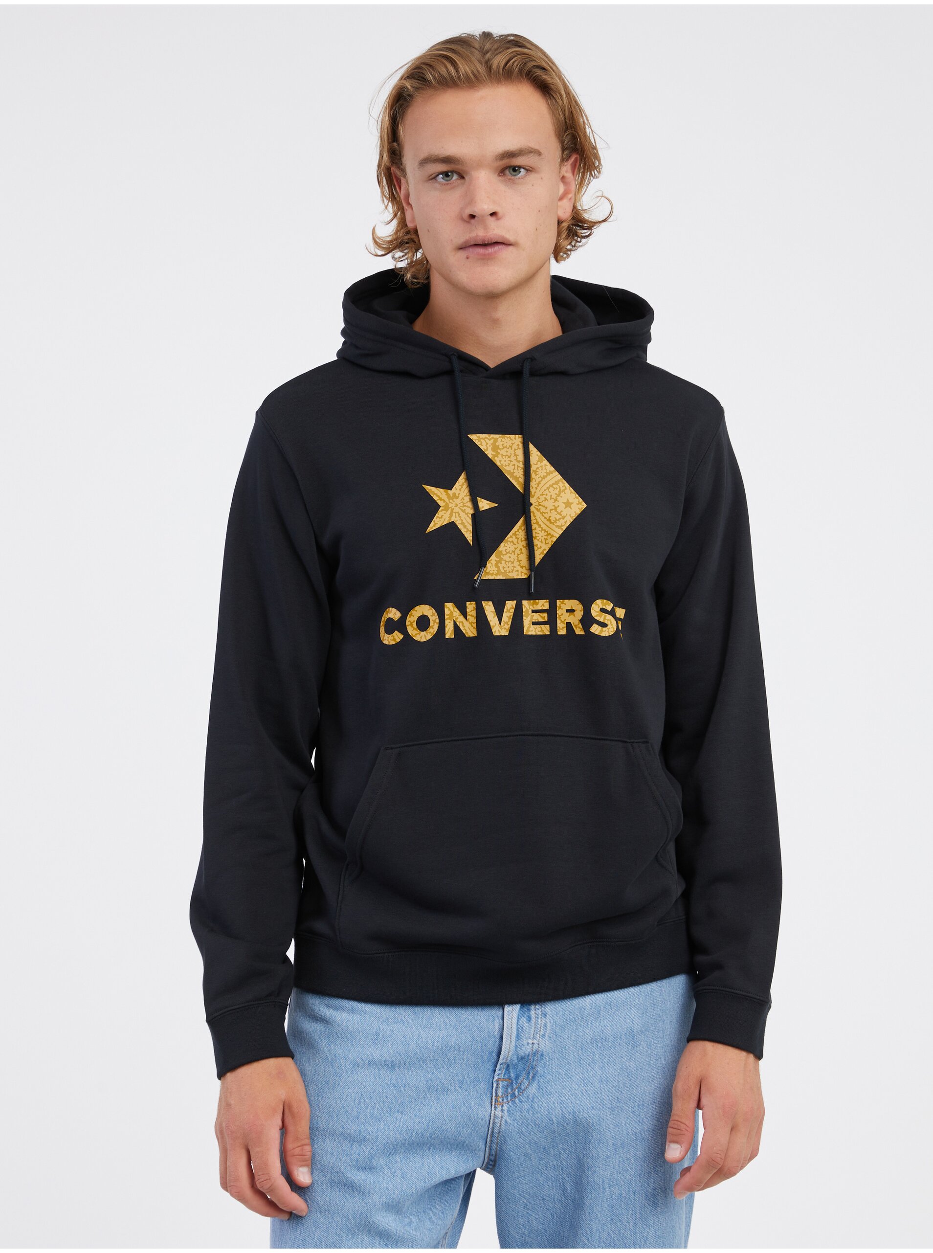 E-shop Černá unisex mikina s kapucí Converse Go-To Star Chevron