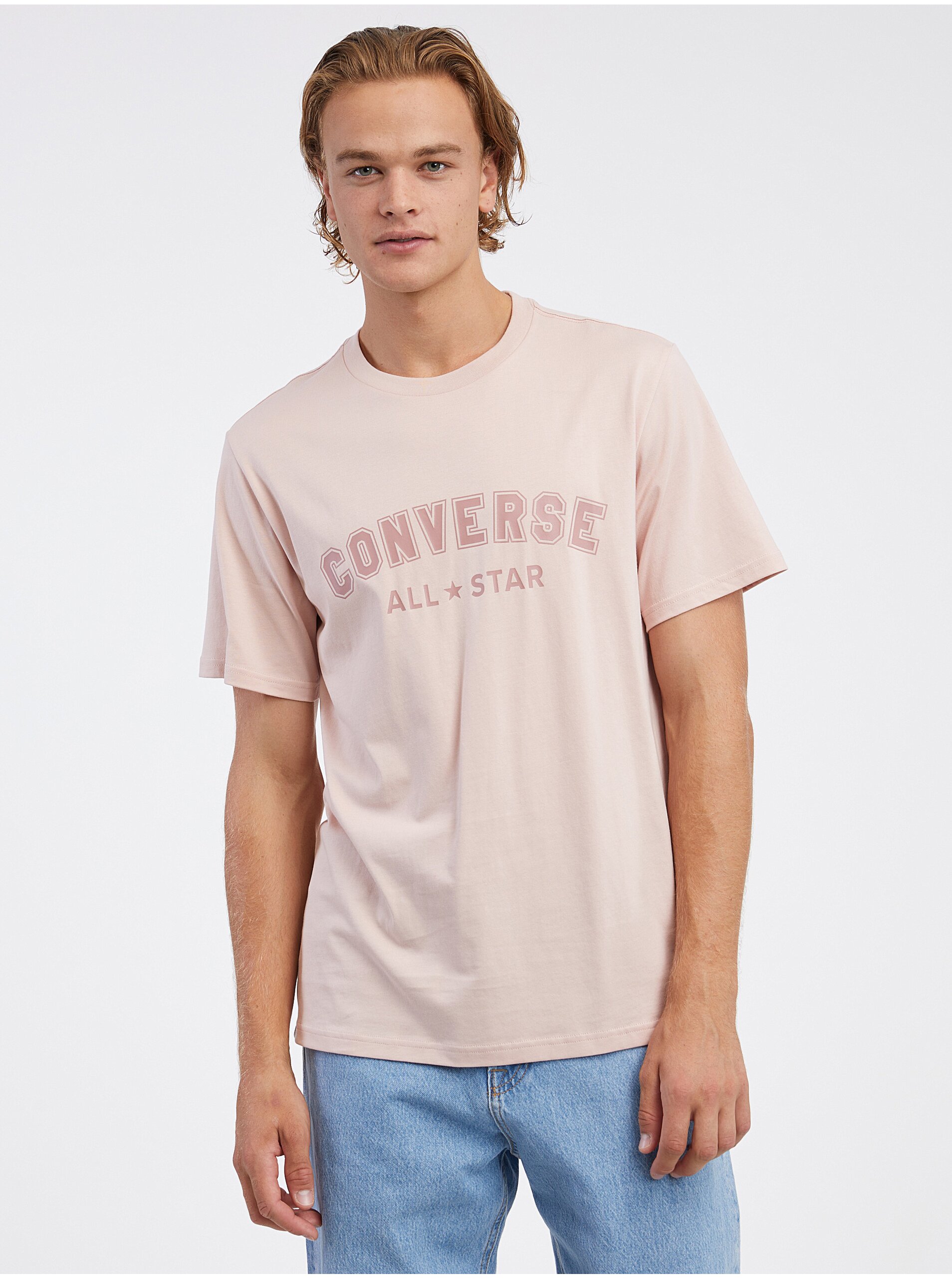 Levně Světle růžové unisex tričko Converse Go-To All Star