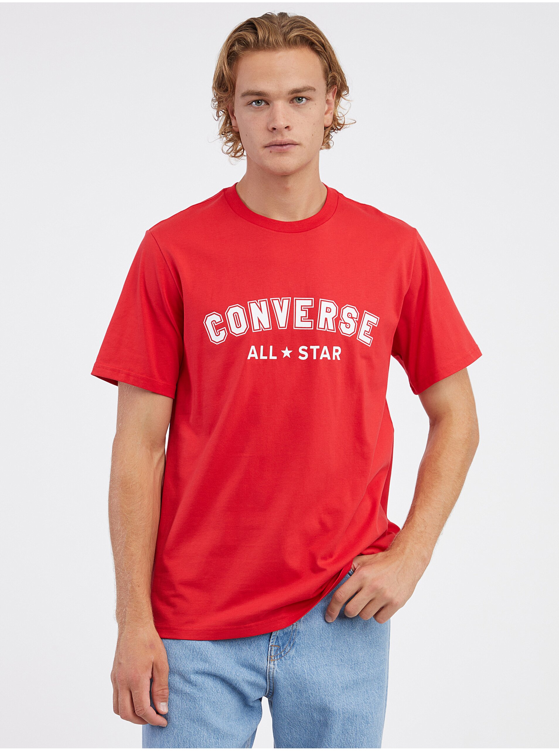 Levně Červené unisex tričko Converse Go-To All Star