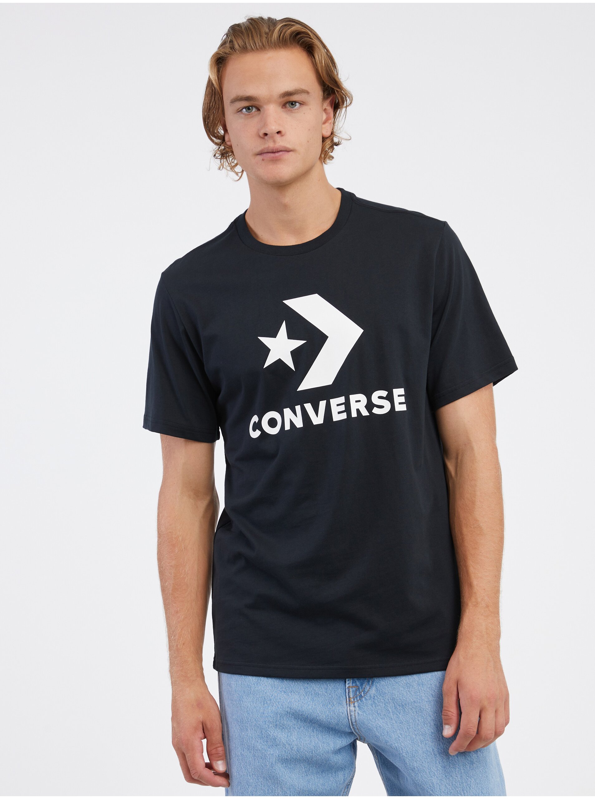 Lacno Čierne unisex tričko Converse Go-To Star Chevron