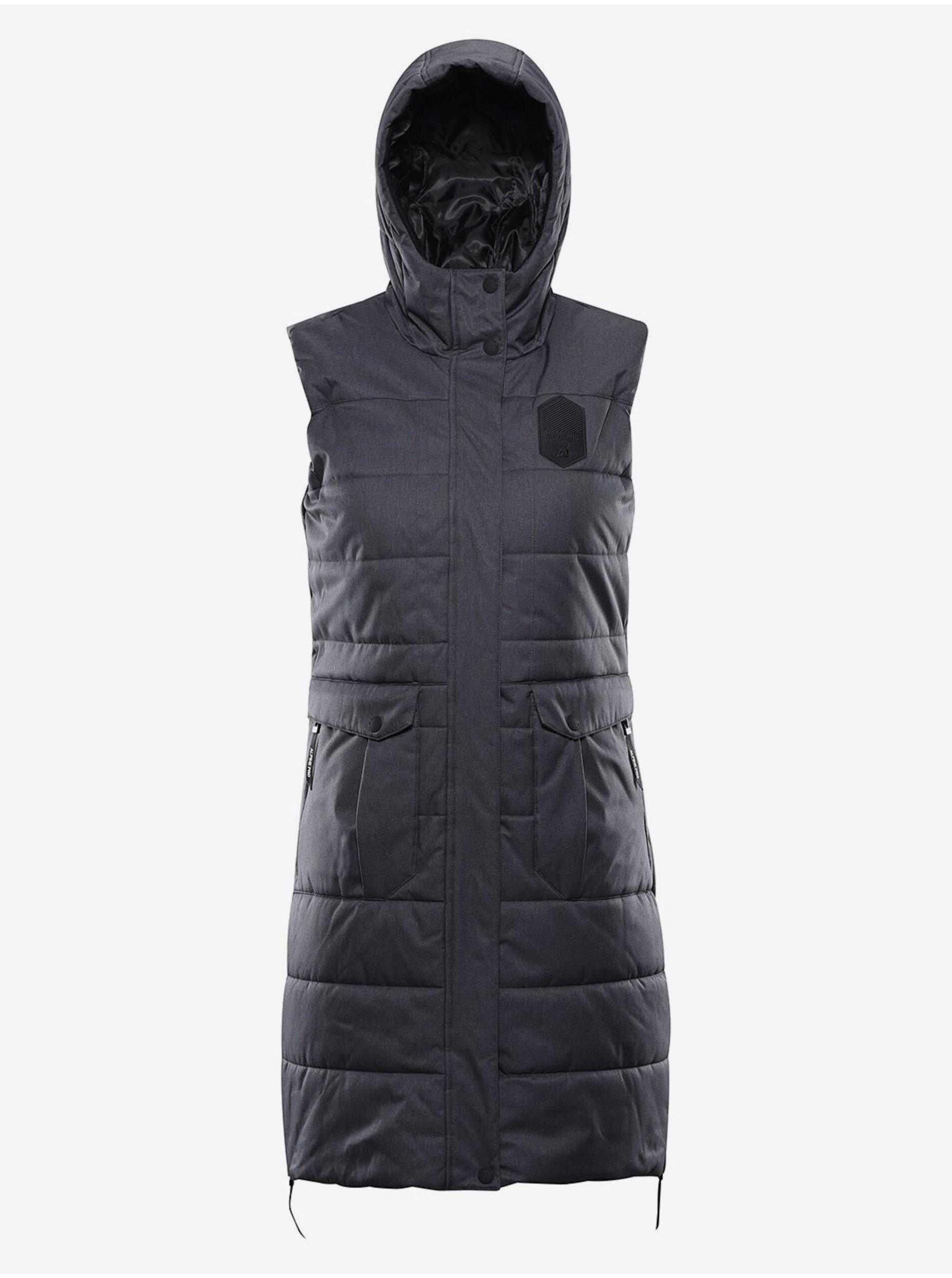 Levně Tmavě šedá dámská zimní prošívaná vesta s membránou ALPINE PRO HARDA