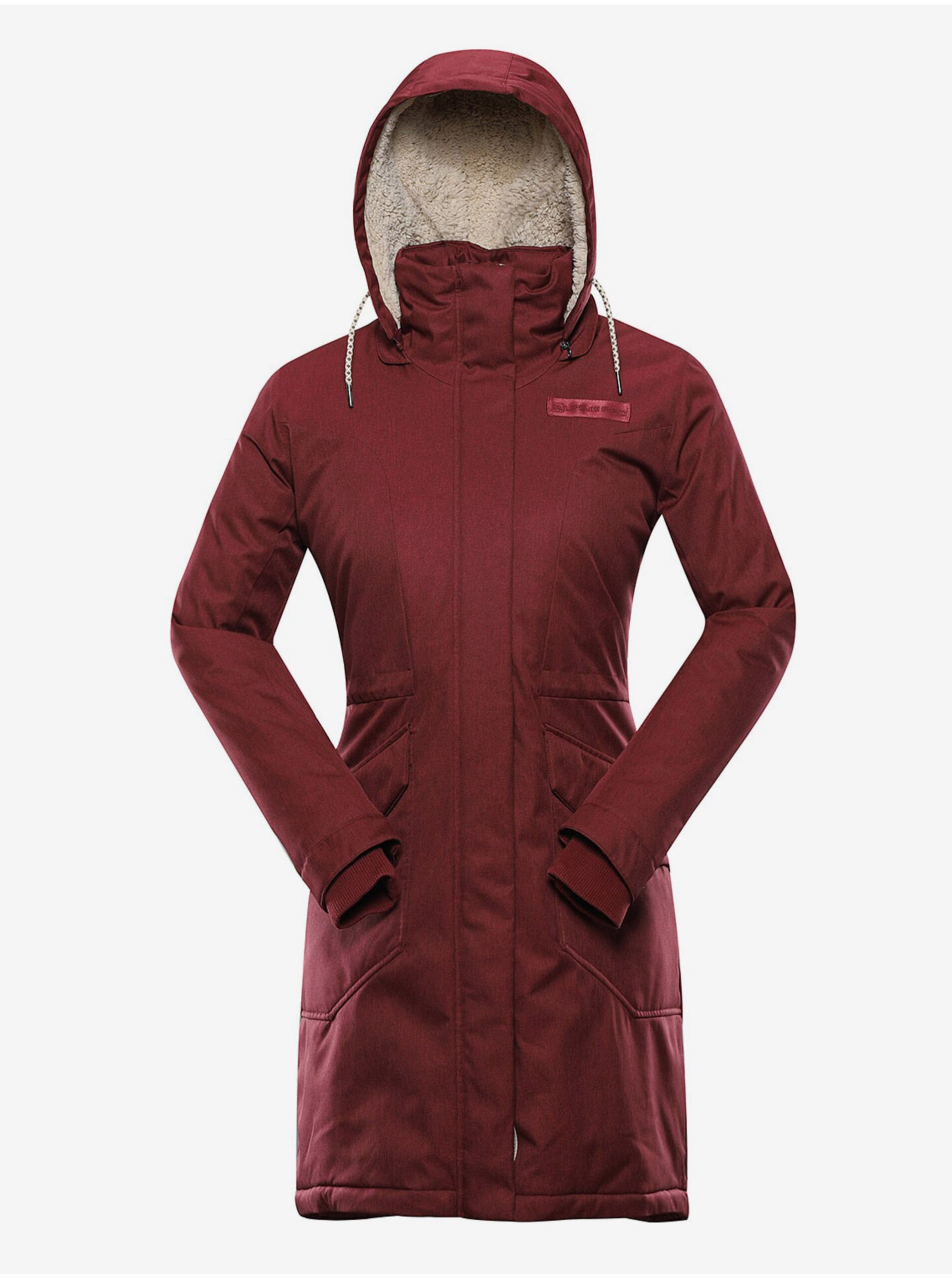 Levně Vínový dámský zimní kabát s membránou ALPINE PRO ADONA