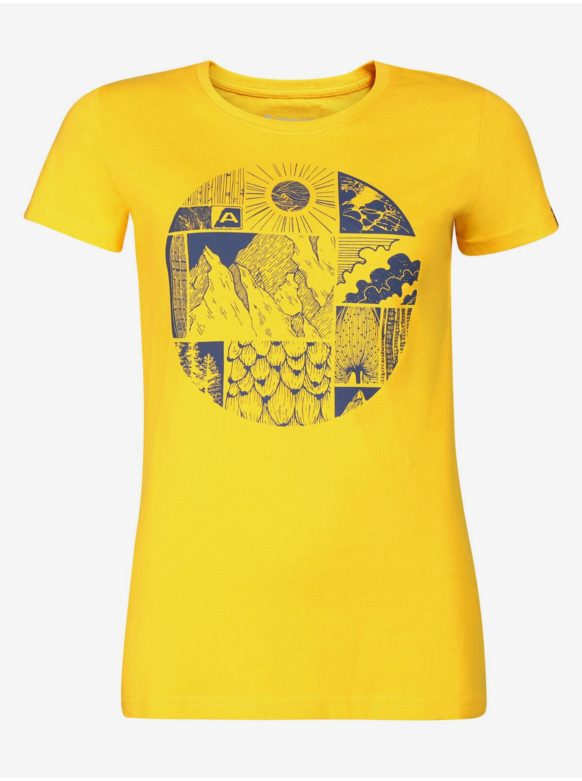Levně Žluté dámské tričko s potiskem ALPINE PRO ECCA
