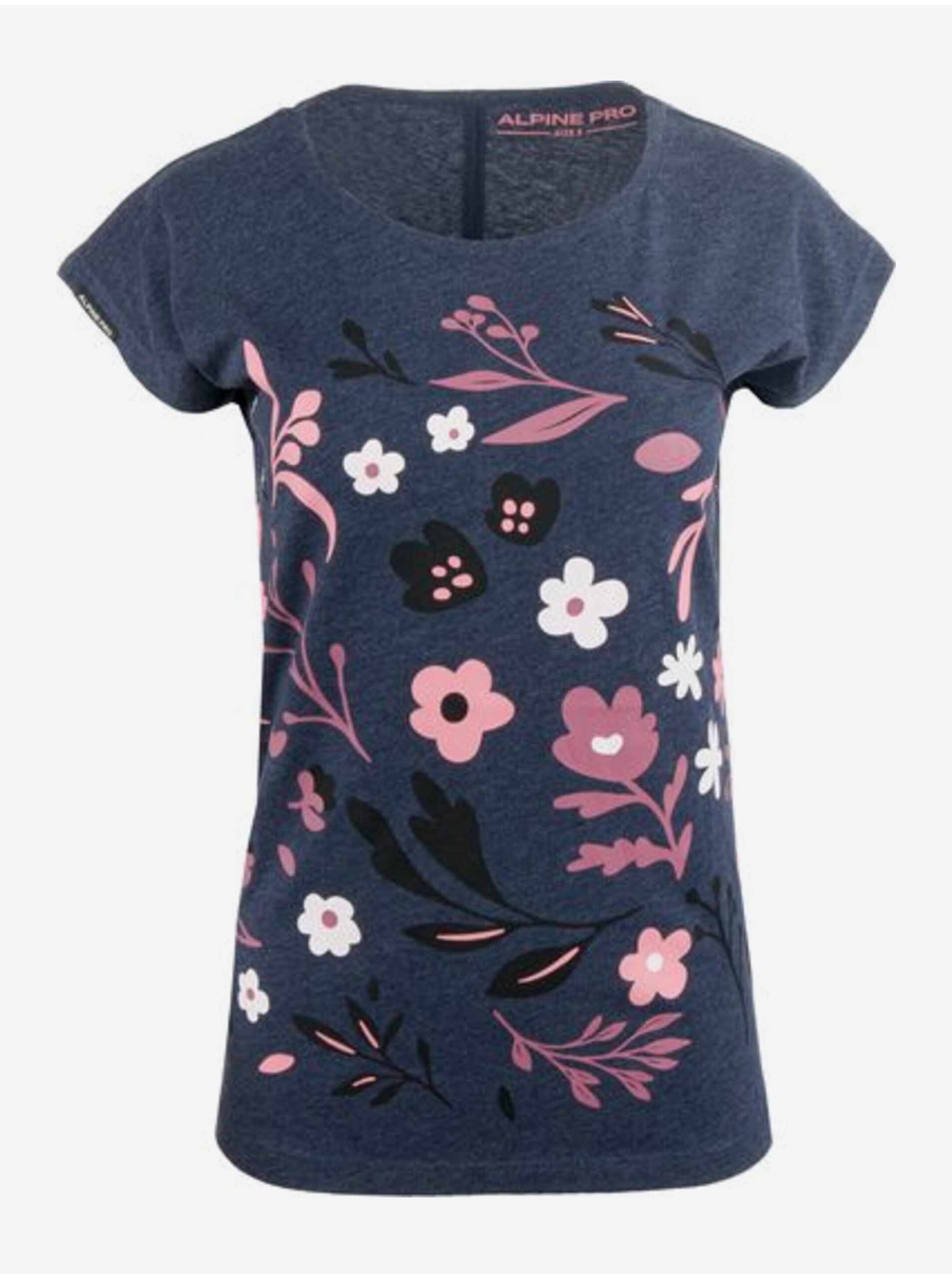 E-shop Růžovo-modré dámské květované tričko ALPINE PRO UDAWA