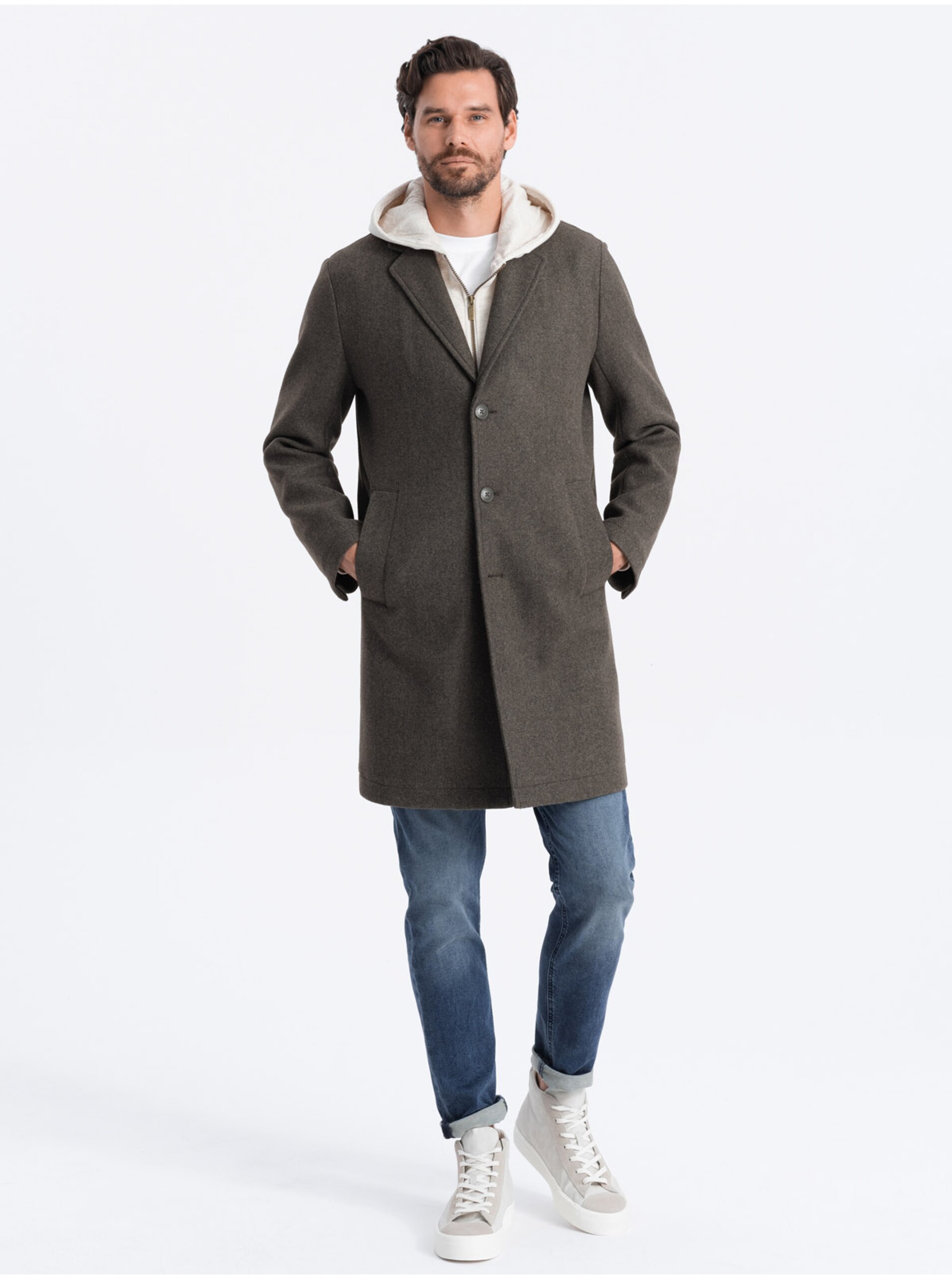 Lacno Tmavozelený pánsky ľahký kabát Ombre Clothing
