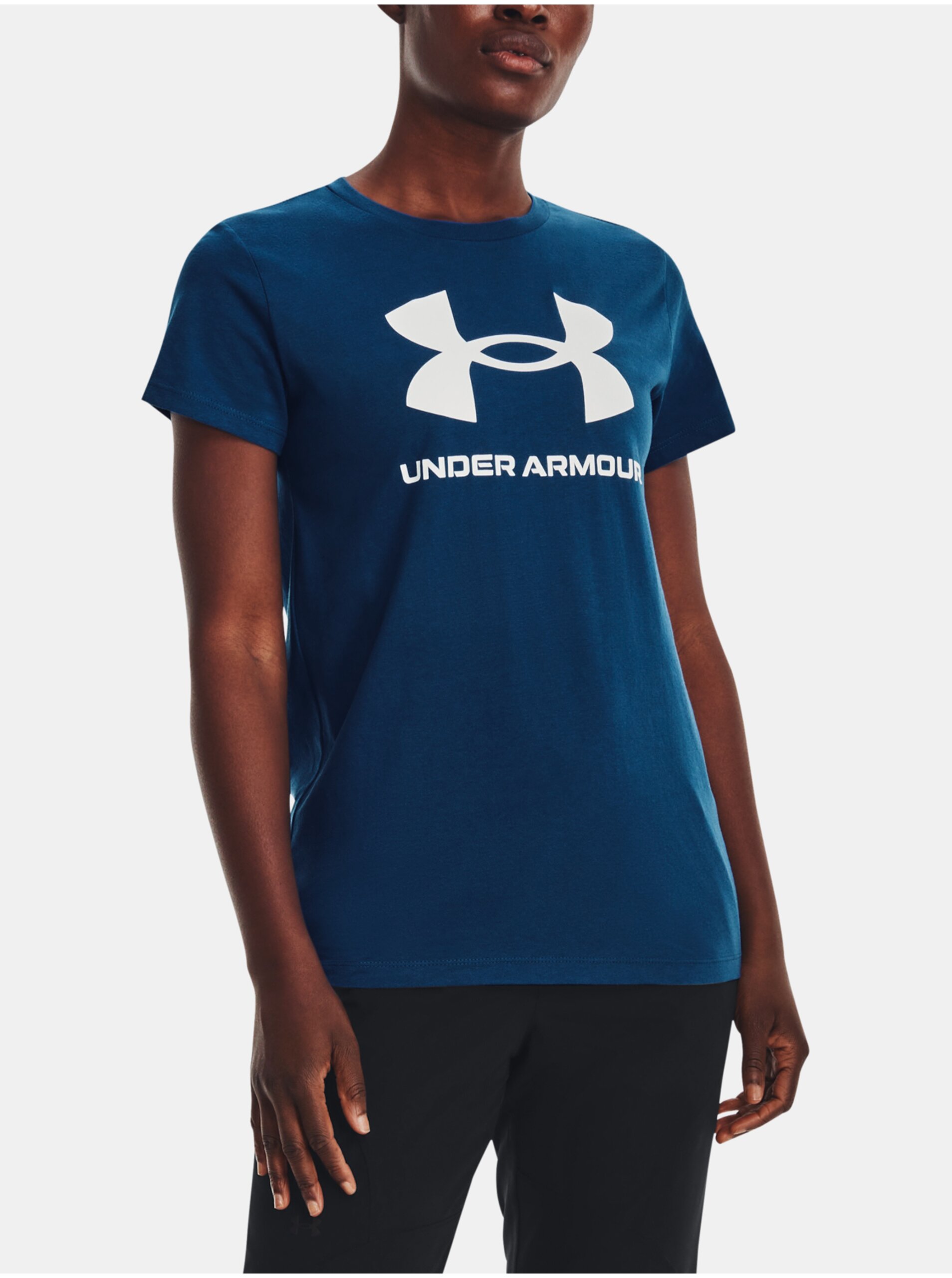 Lacno Tmavomodré športové tričko Under Armour UA W SPORTSTYLE LOGO SS