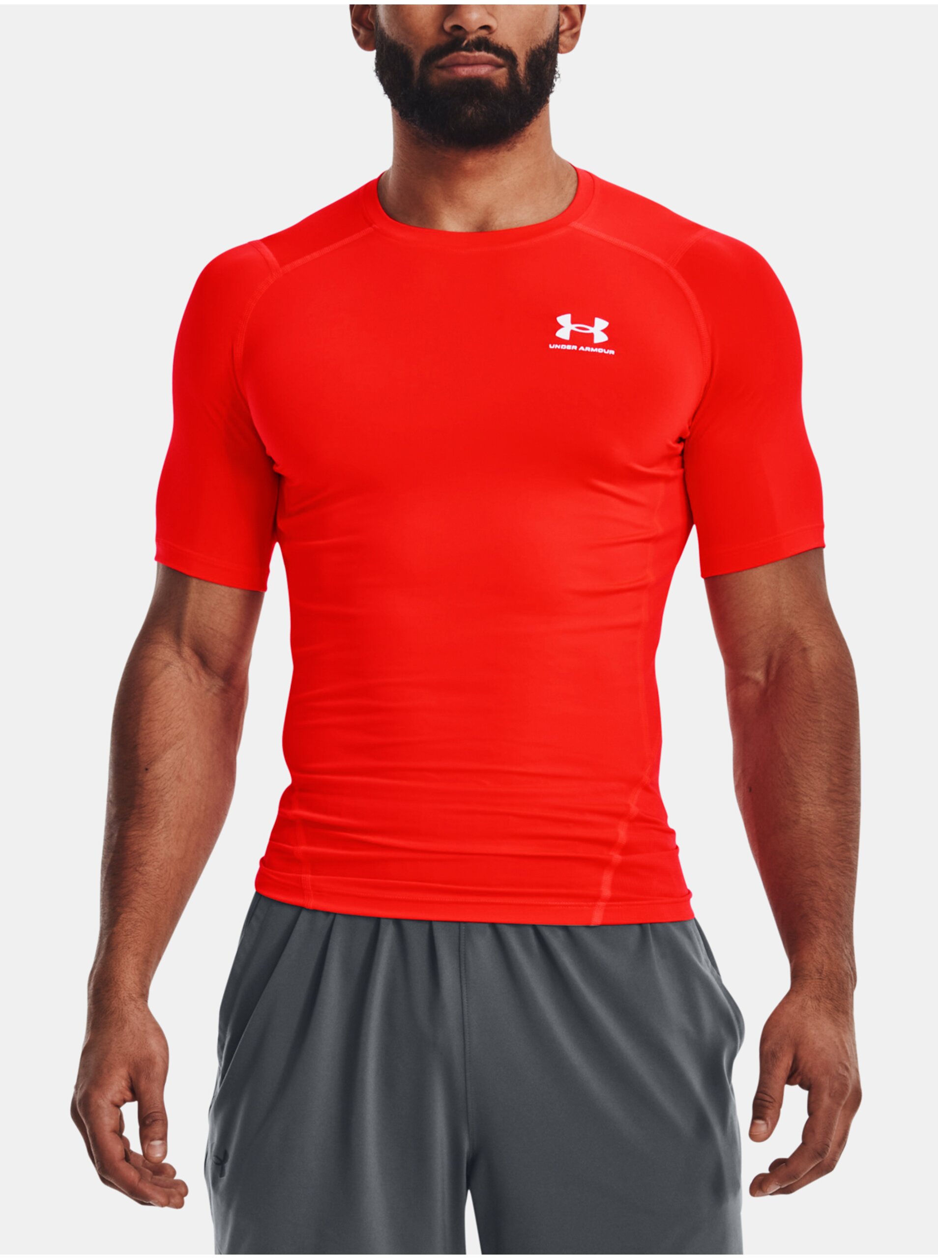 Lacno Červené pánske športové tričko Under Armour UA HG Armour Comp SS