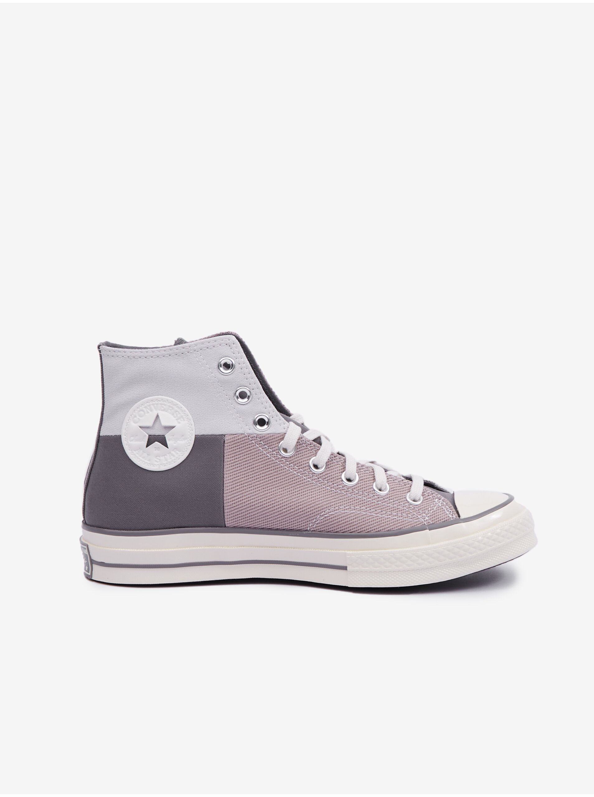 Levně Růžovo-šedé pánské kotníkové tenisky Converse Chuck 70 Crafted Patchwork