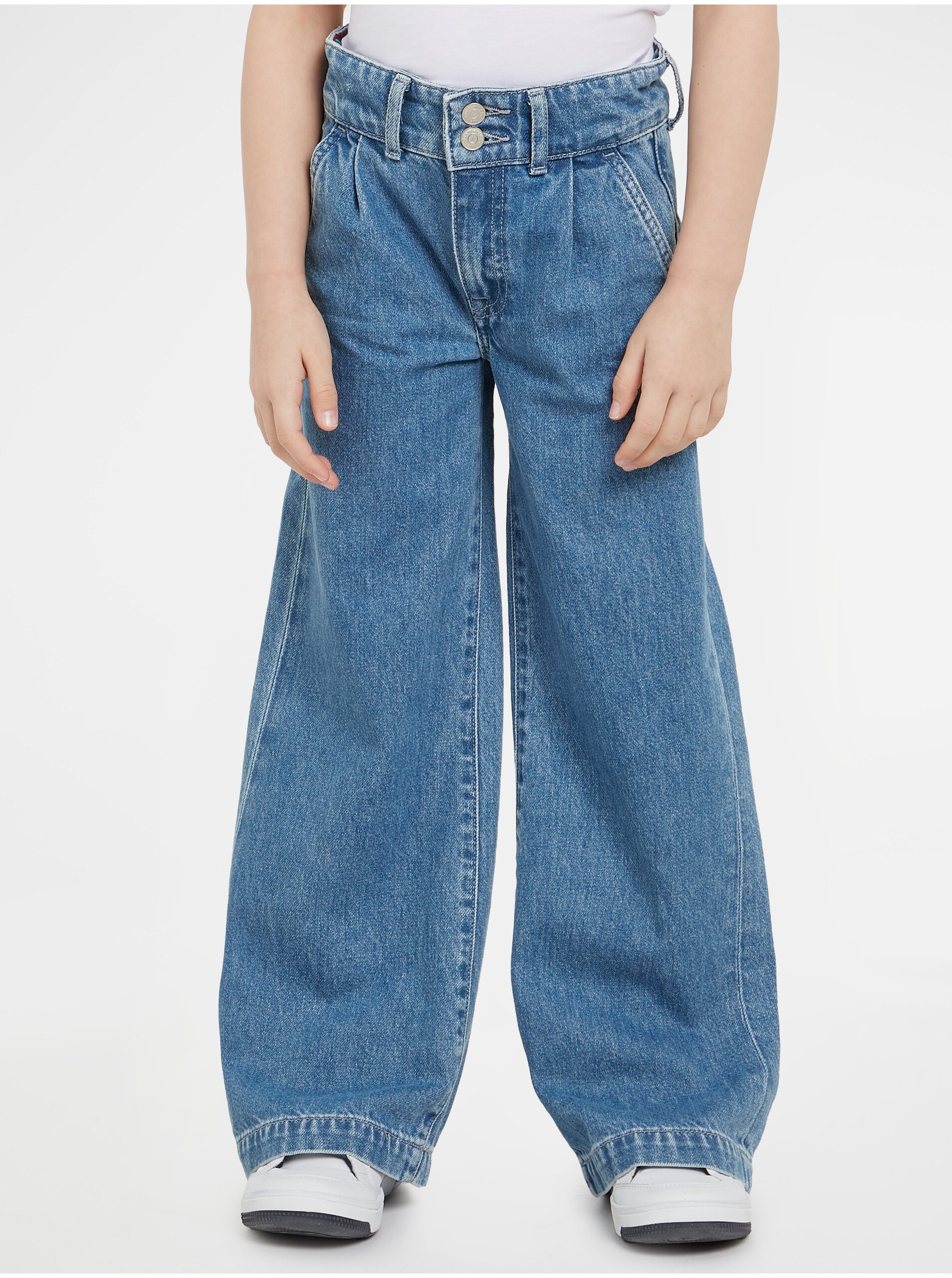 Lacno Modré dievčenské široké džínsy Tommy Hilfiger