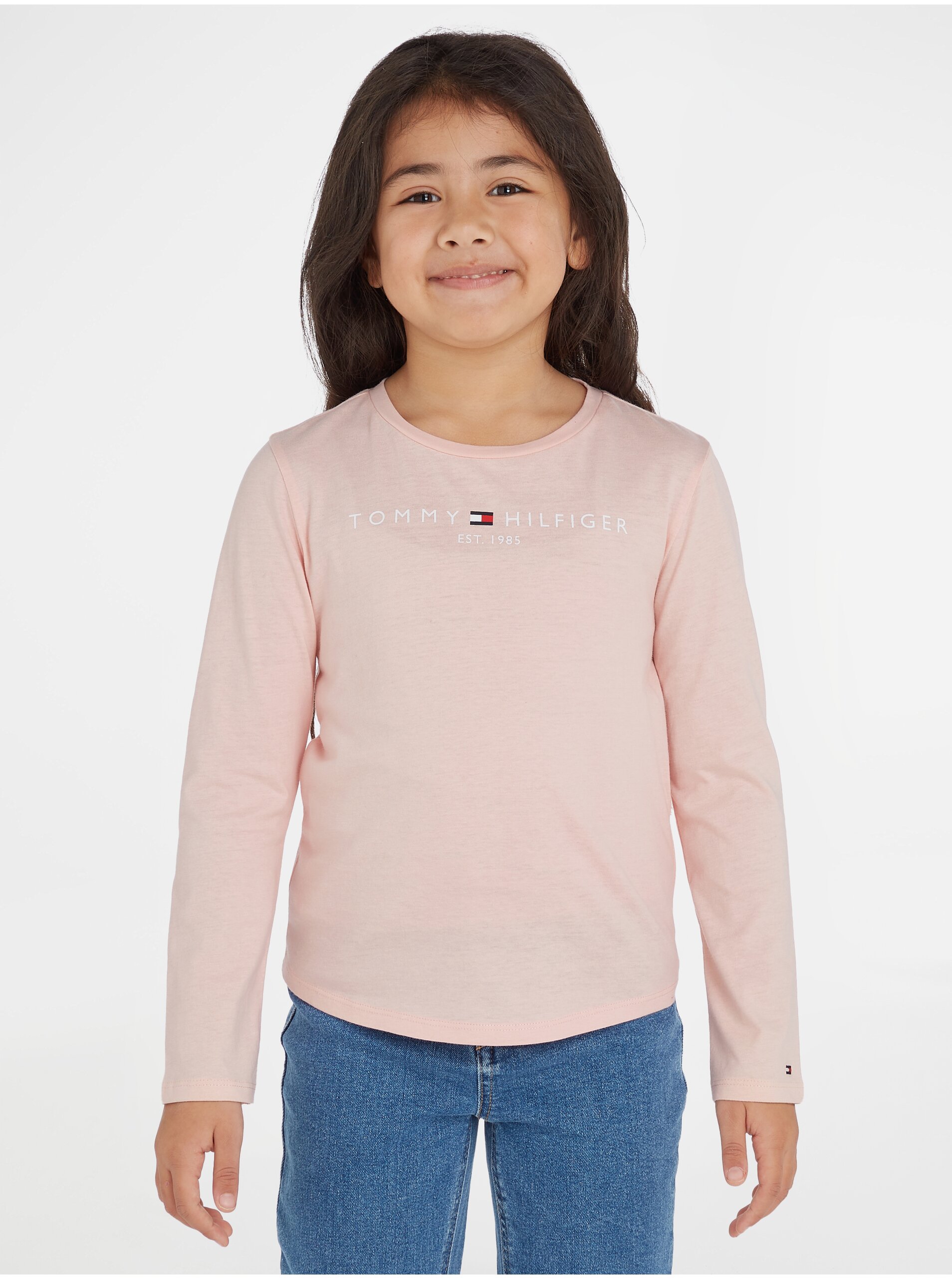 Levně Růžové holčičí tričko Tommy Hilfiger