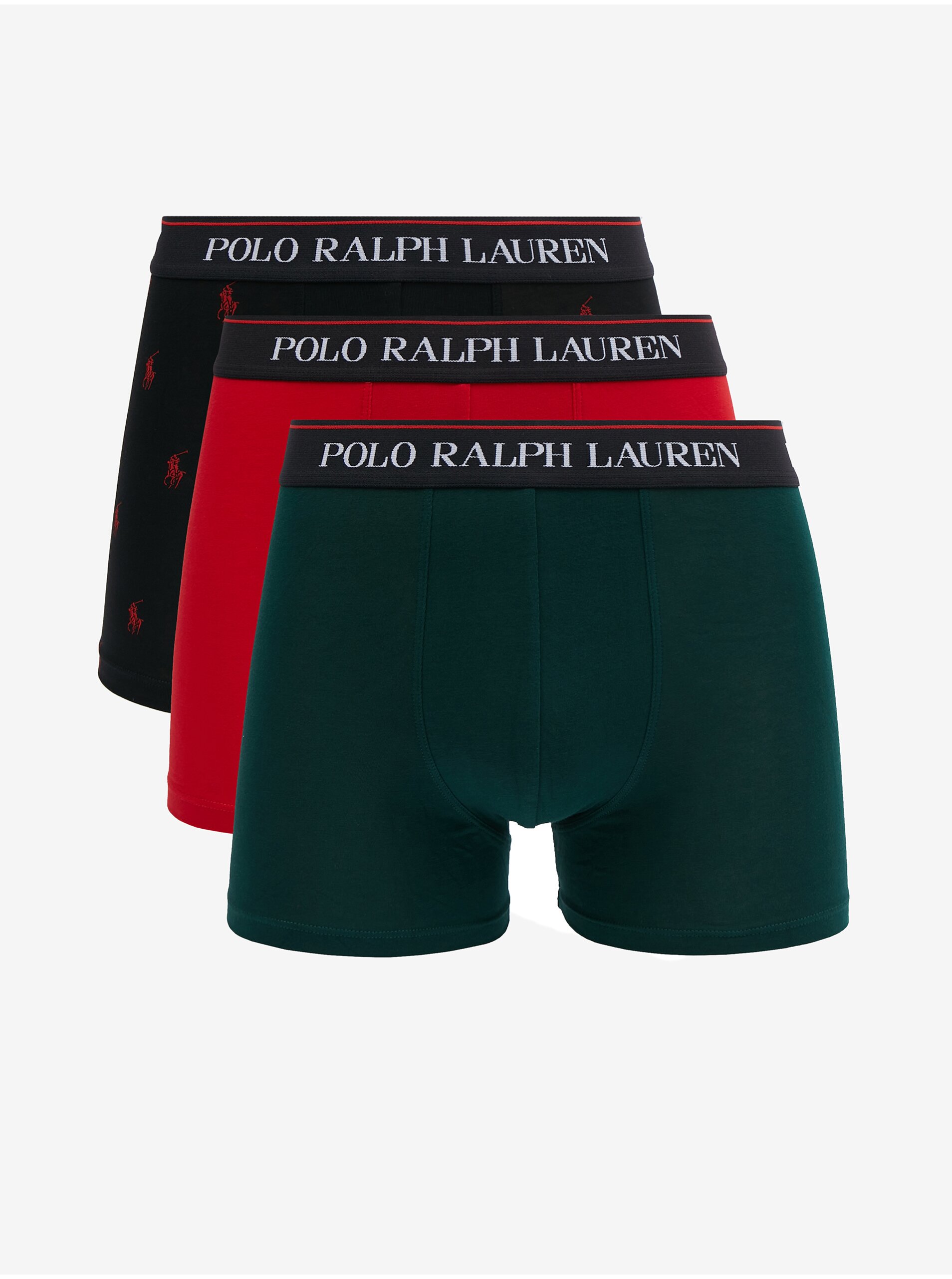 Levně Sada tří pánských boxerek v černé, červené a zelené barvě Ralph Lauren