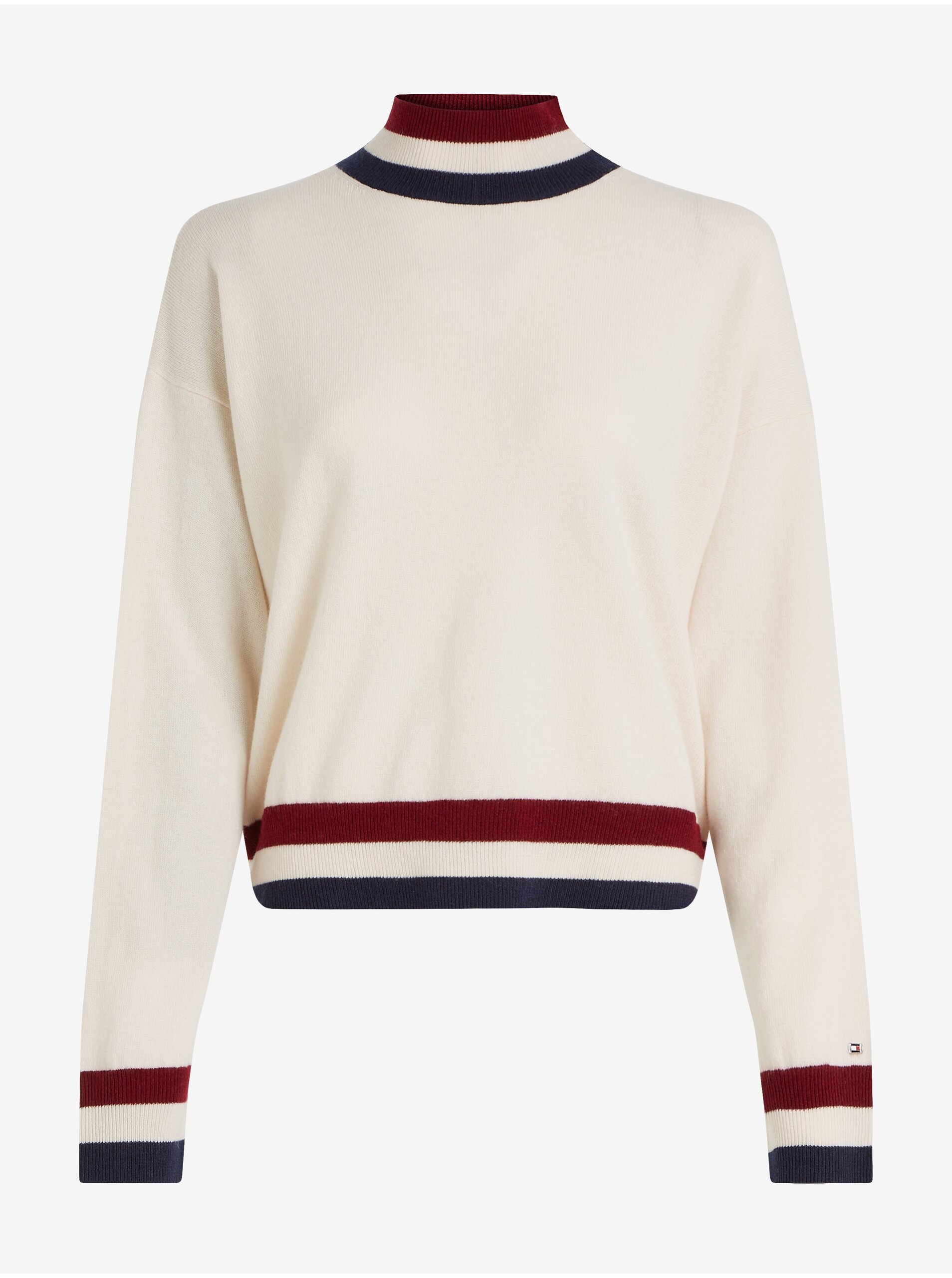 E-shop Bílý dámský vlněný svetr s příměsí kašmíru Tommy Hilfiger