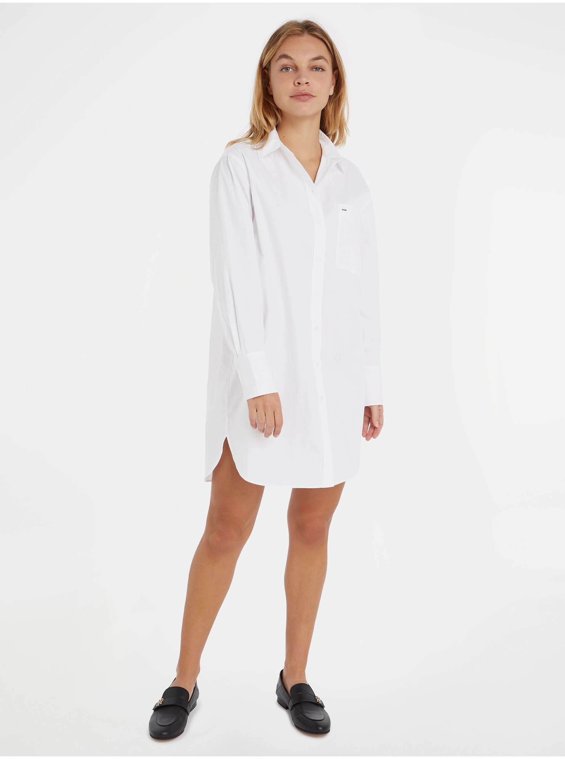 E-shop Bílé dámské košilové šaty Tommy Hilfiger