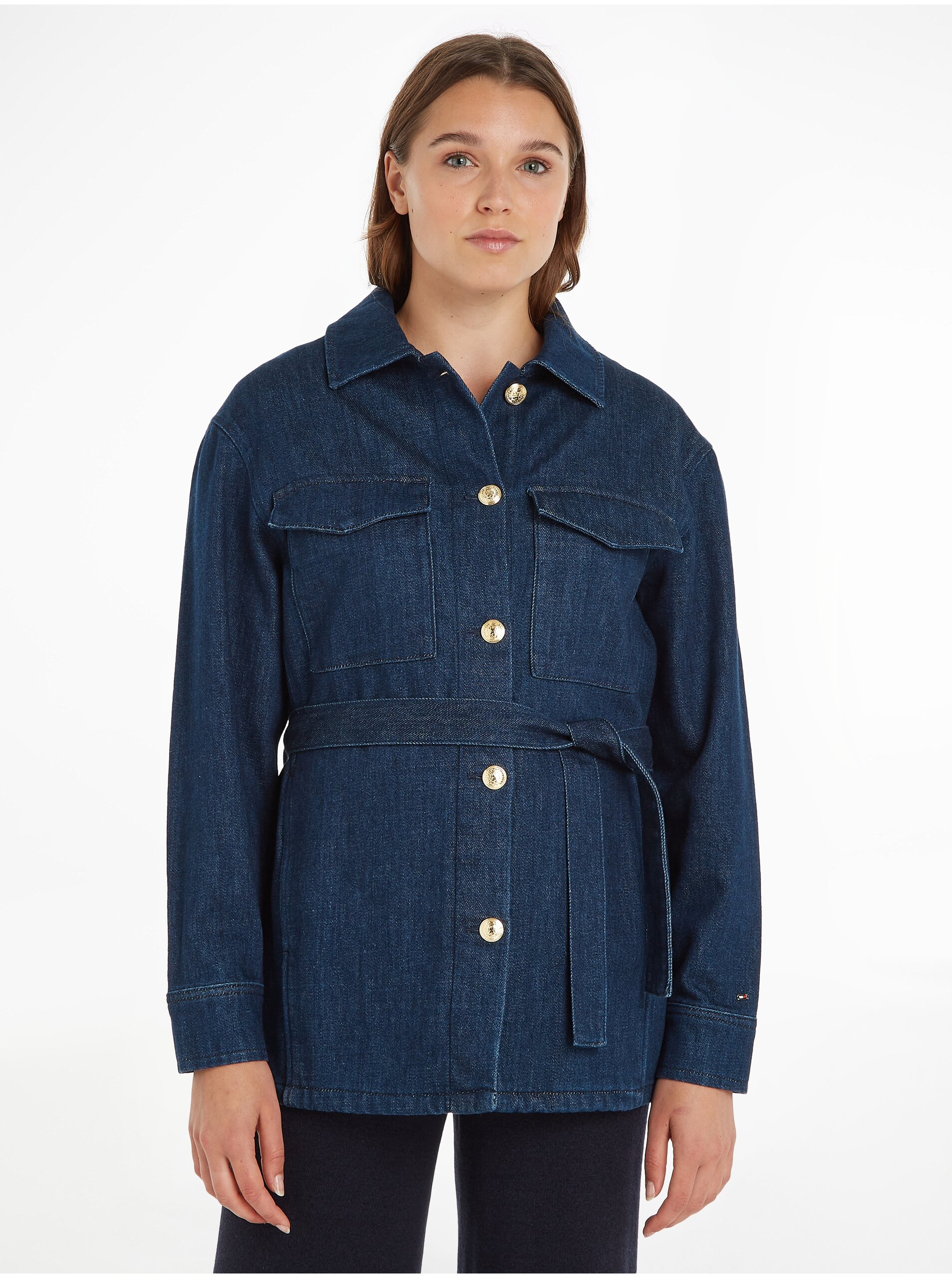 E-shop Tmavě modrá dámská džínová bunda Tommy Hilfiger