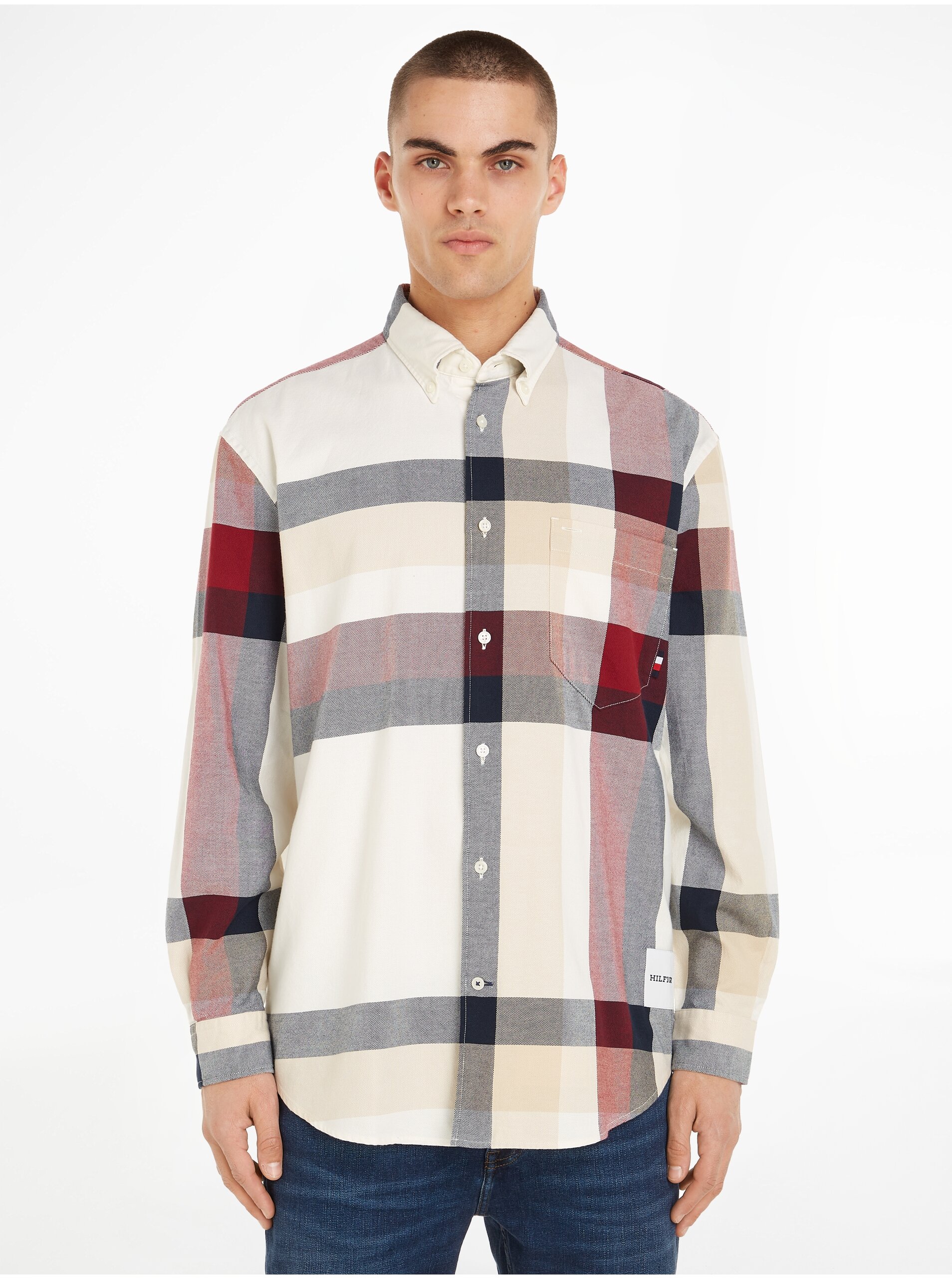 E-shop Červeno-bílá pánská kostkovaná košile Tommy Hilfiger