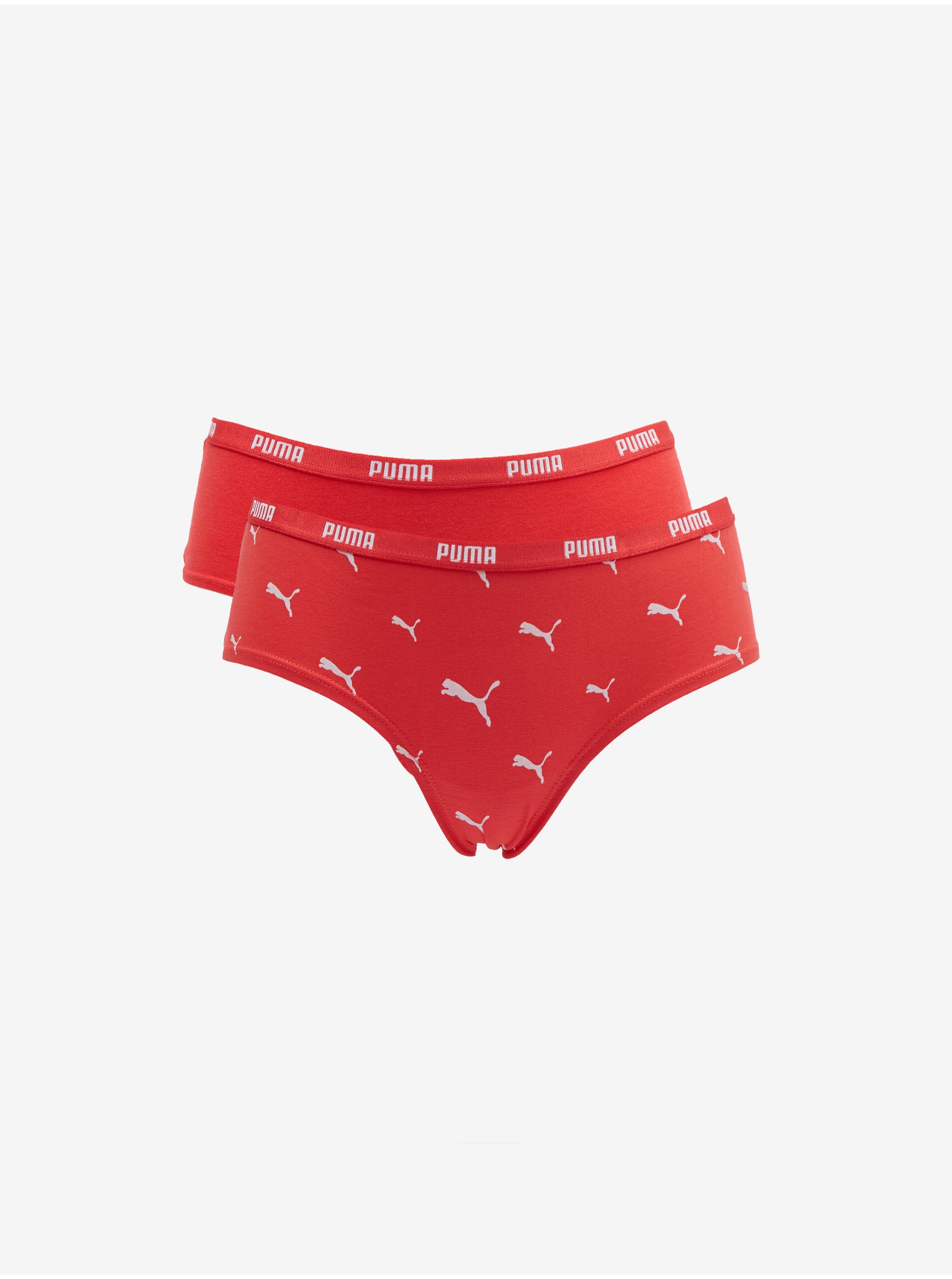Lacno Súprava dvoch dámskych nohavičiek v červenej farbe Puma Cat Logo