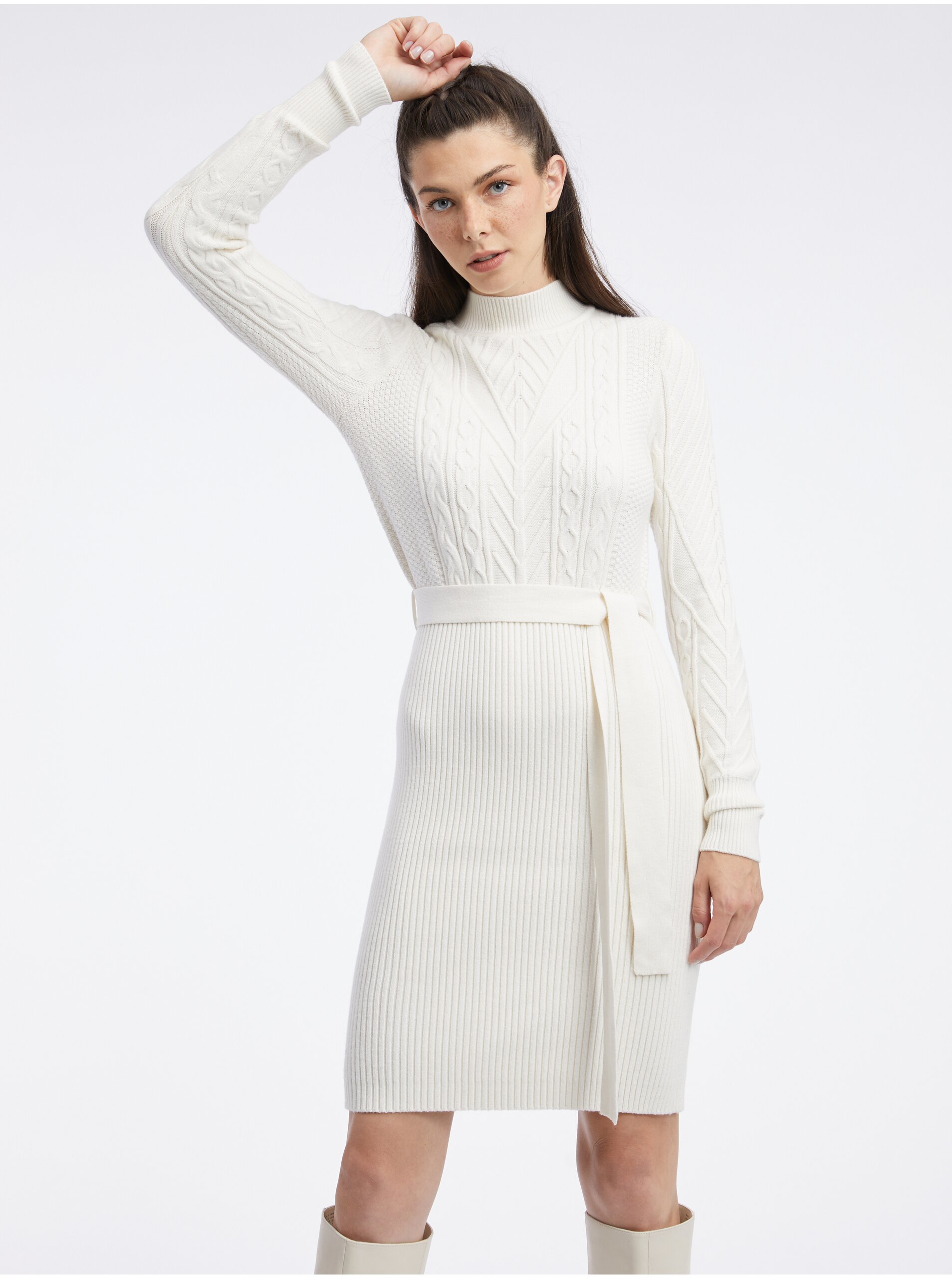 E-shop Krémové dámske svetrové šaty ORSAY