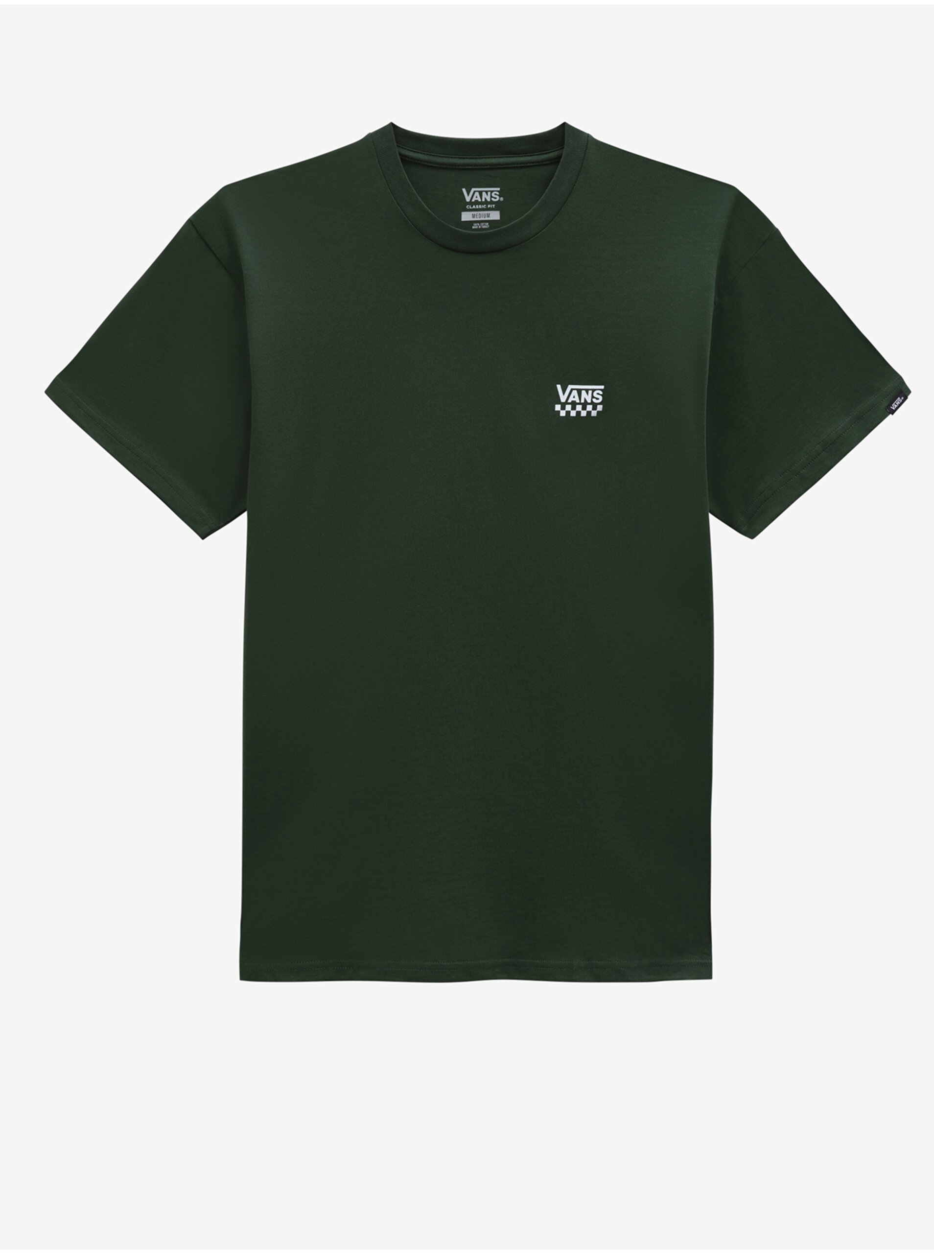 Levně Tmavě zelené pánské tričko VANS Left Chest Logo II