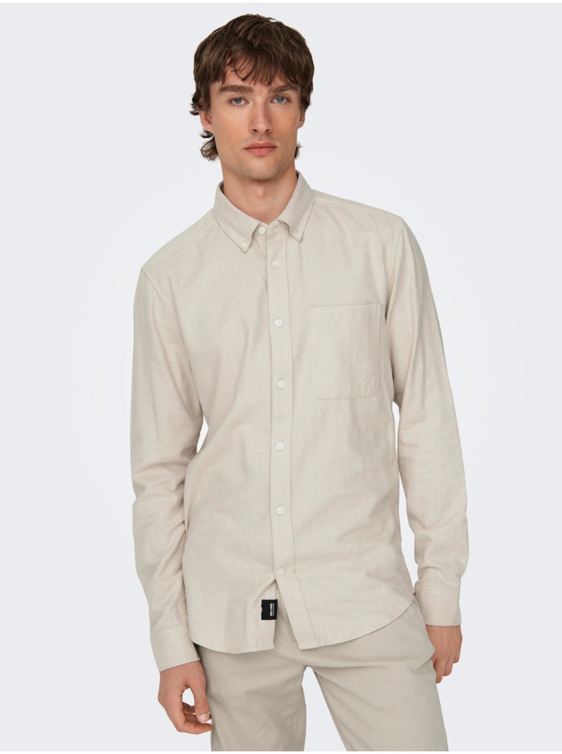 E-shop Krémová pánska košeľa ONLY & SONS Gudmund