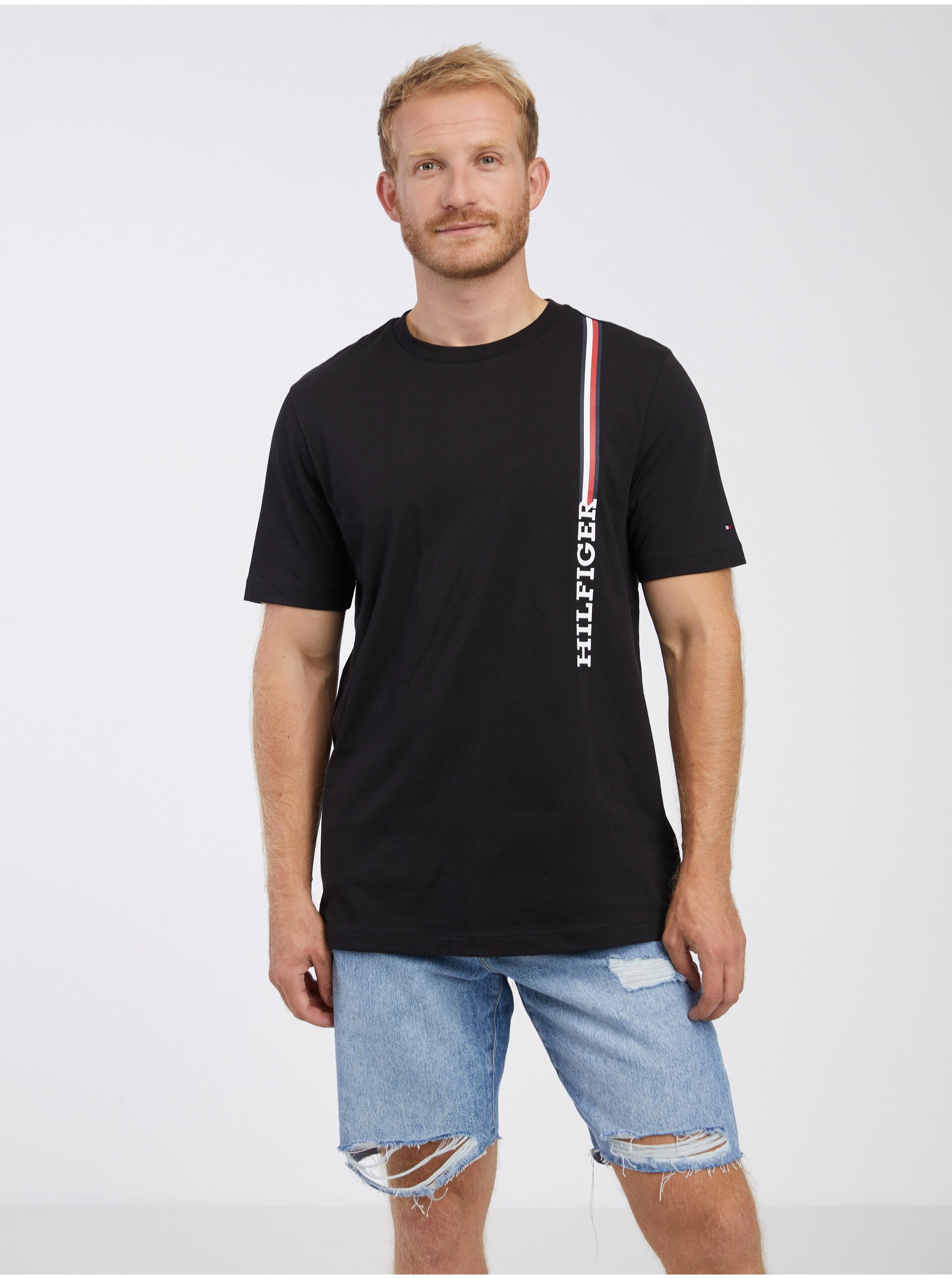 Levně Černé pánské tričko Tommy Hilfiger