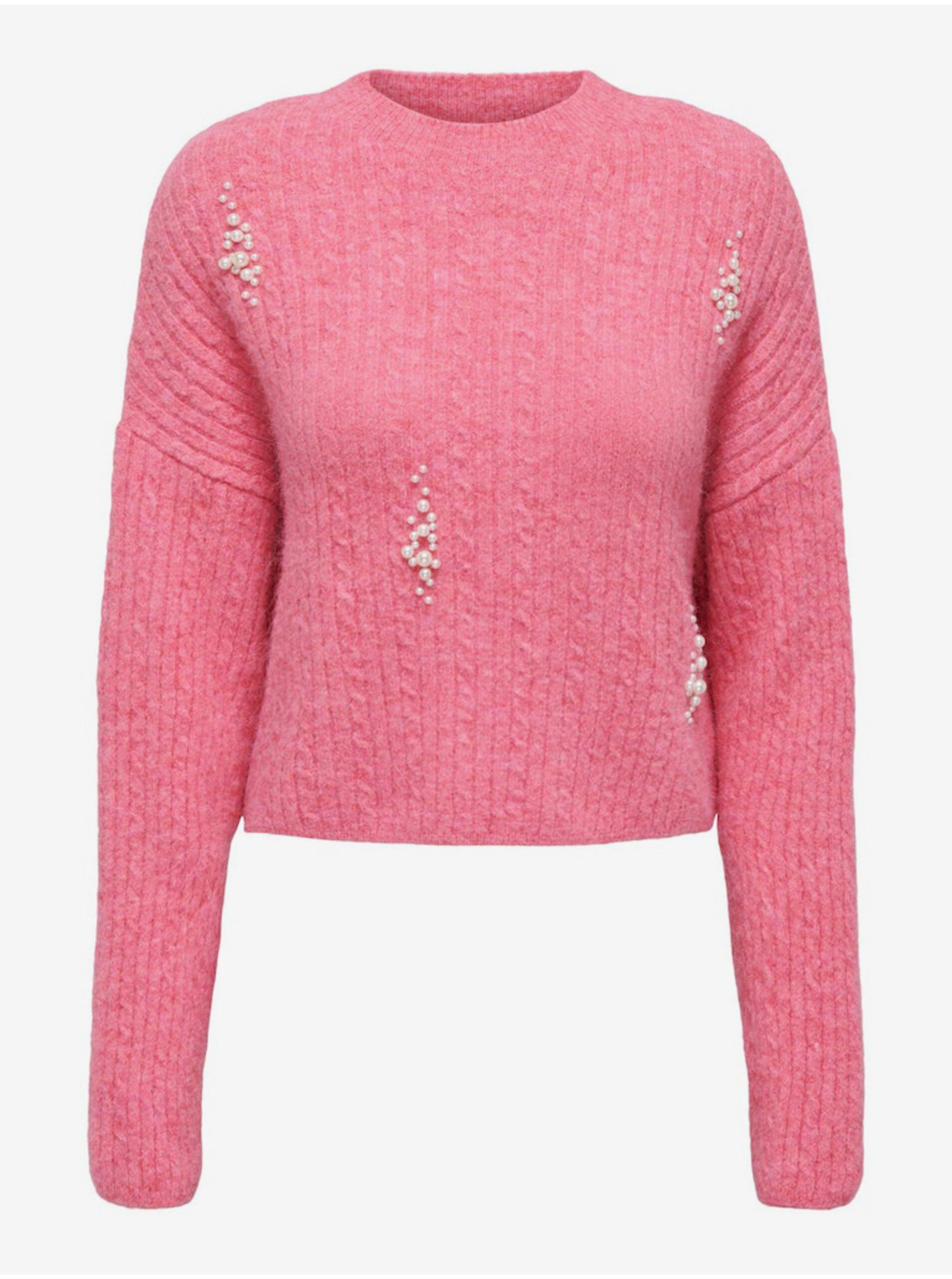 Lacno Ružový dámsky sveter ONLY Marilla
