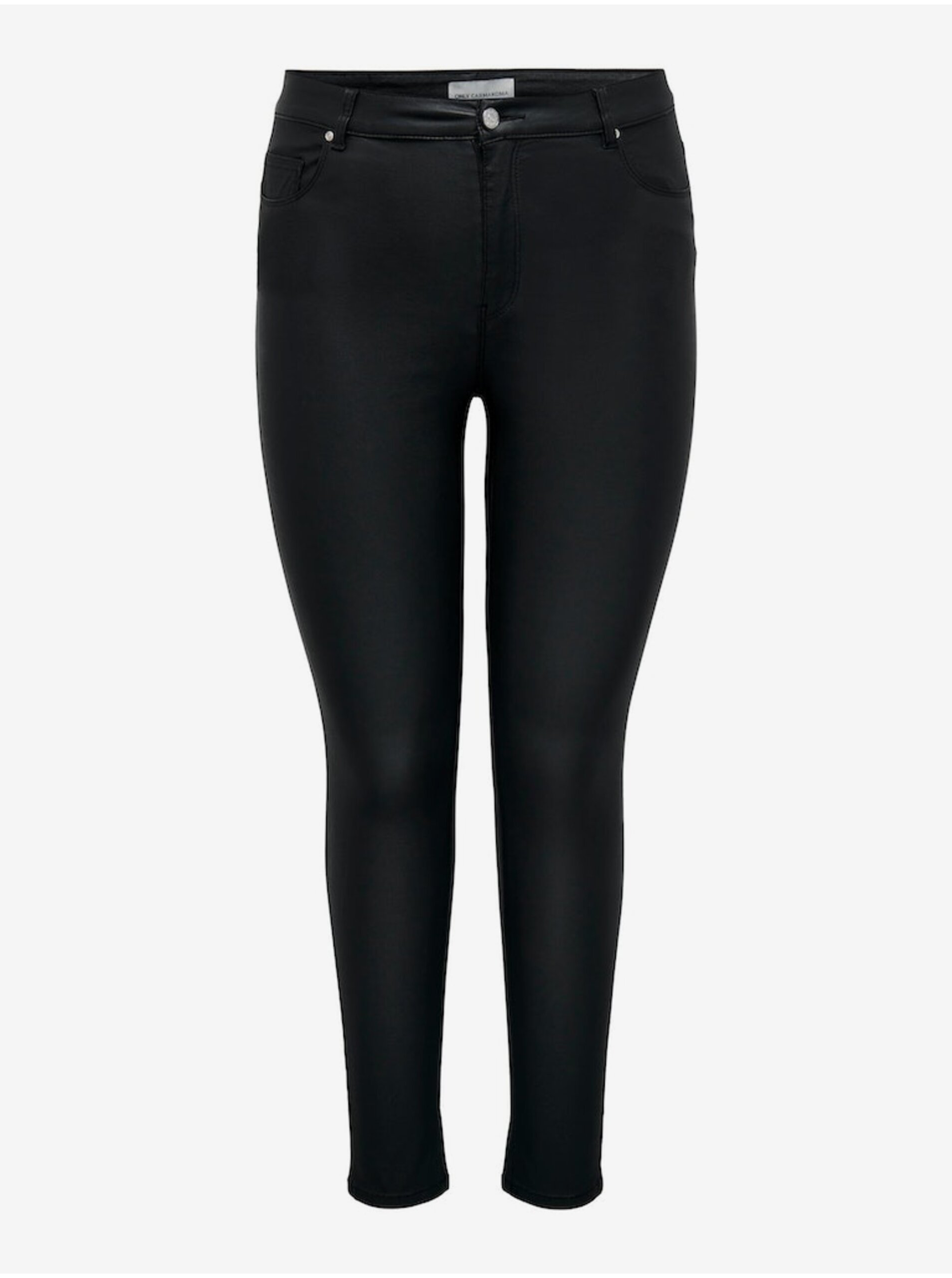 E-shop Čierne dámske koženkové skinny fit džínsy ONLY CARMAKOMA Anne