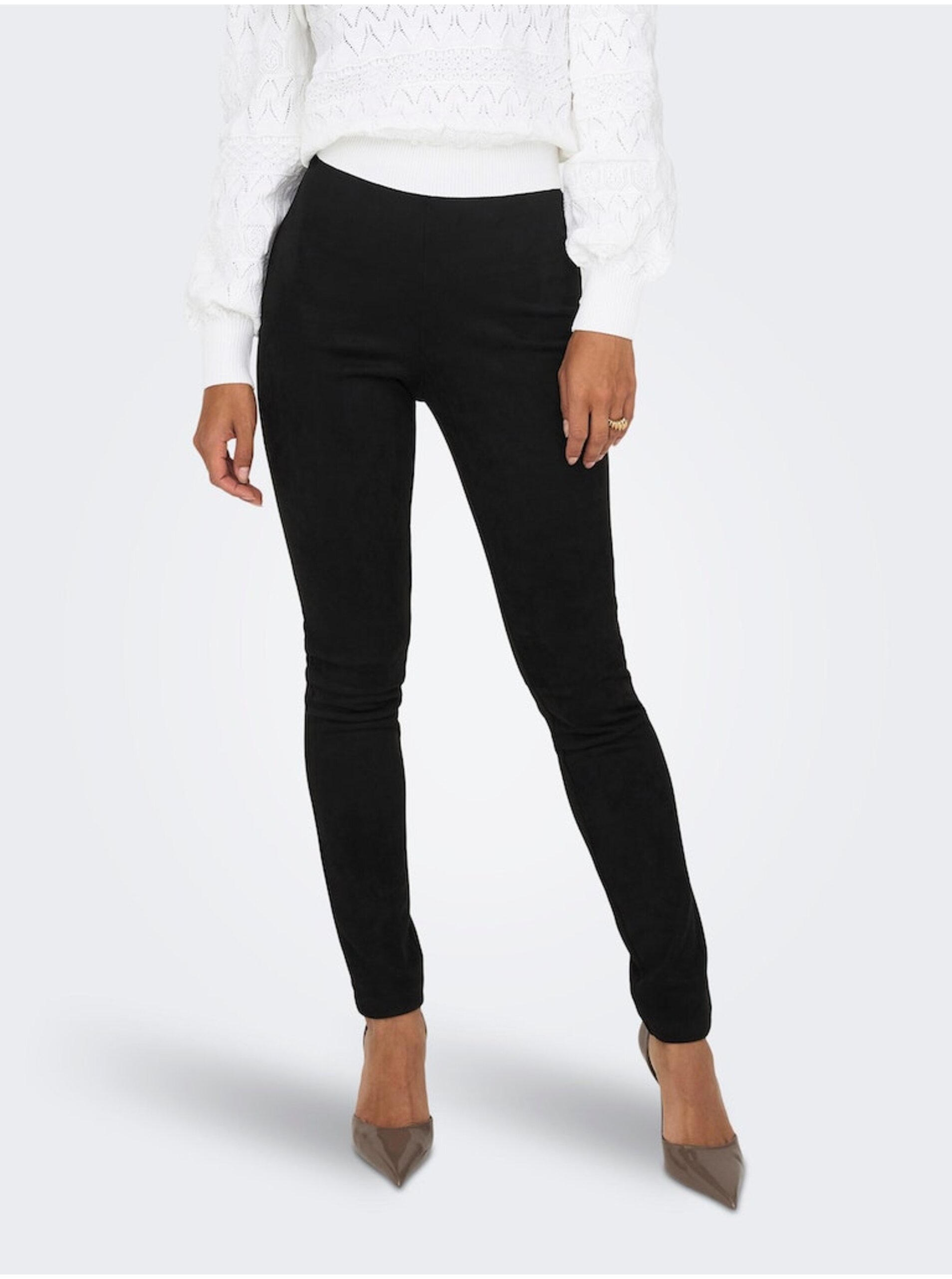 E-shop Černé dámské kalhoty v semišové úpravě ONLY Jo