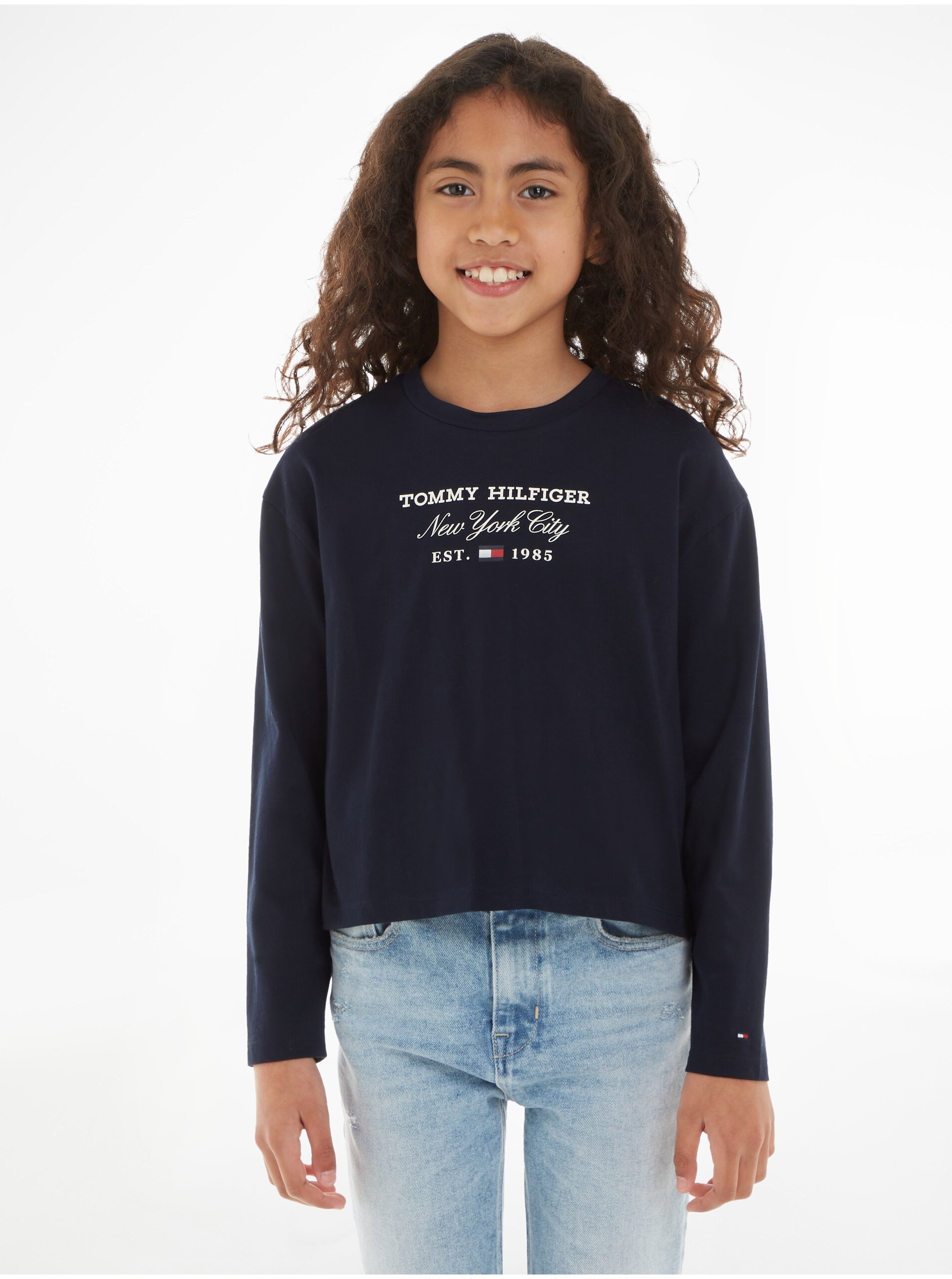 E-shop Tmavě modré holčičí tričko Tommy Hilfiger