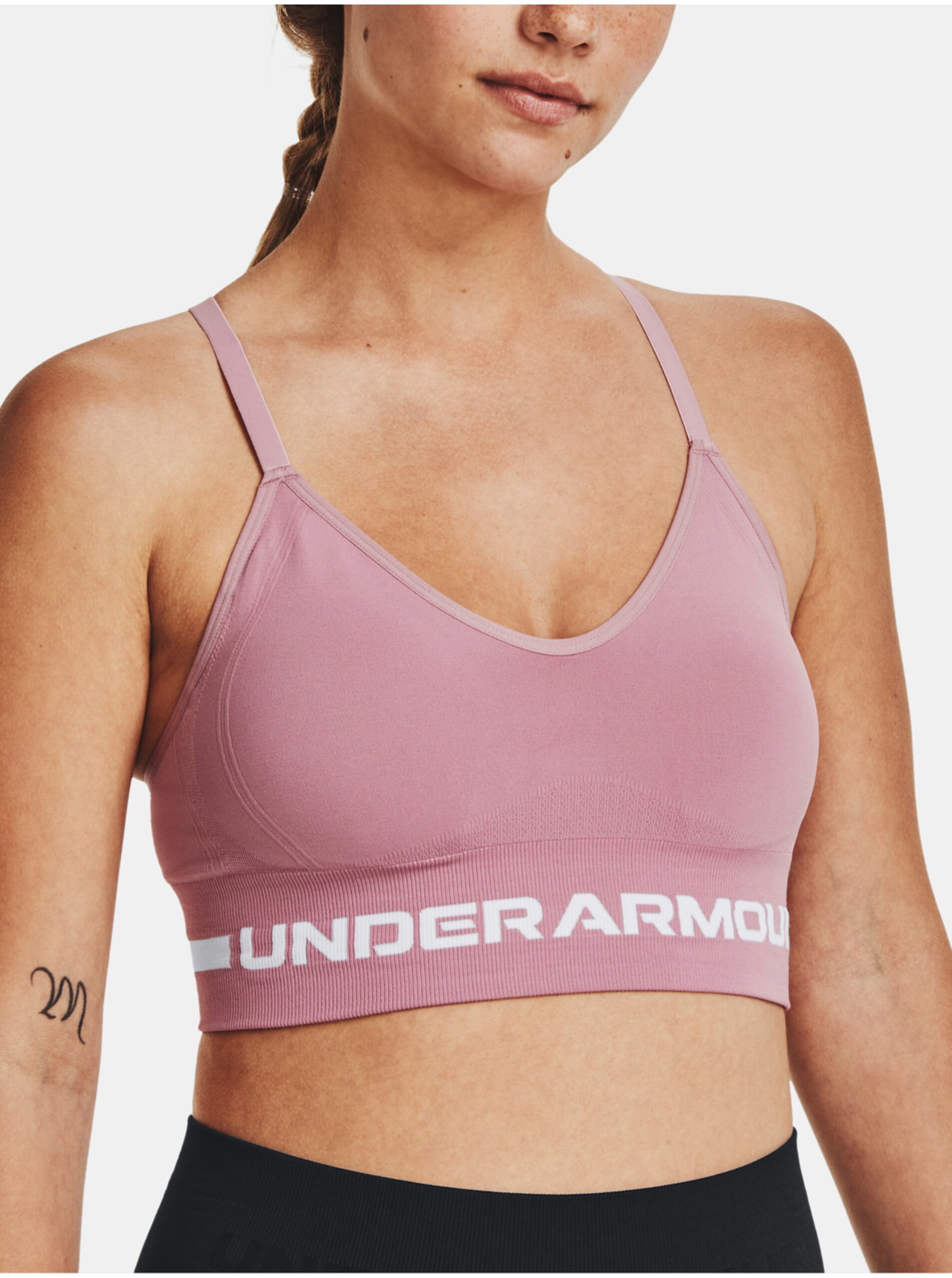 Lacno Ružová športová podprsenka Under Armour UA Seamless Low Long Bra