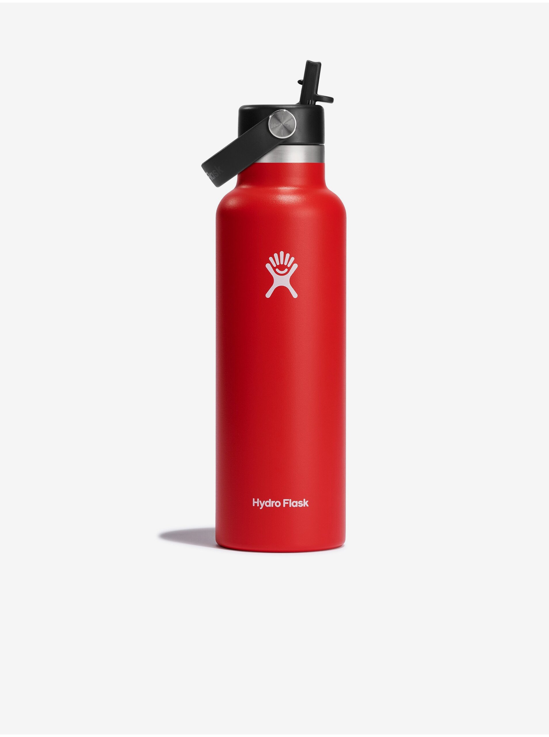 Levně Červená nerezová termolahev Hydro Flask Standard Mouth Straw Cap (621 ml)