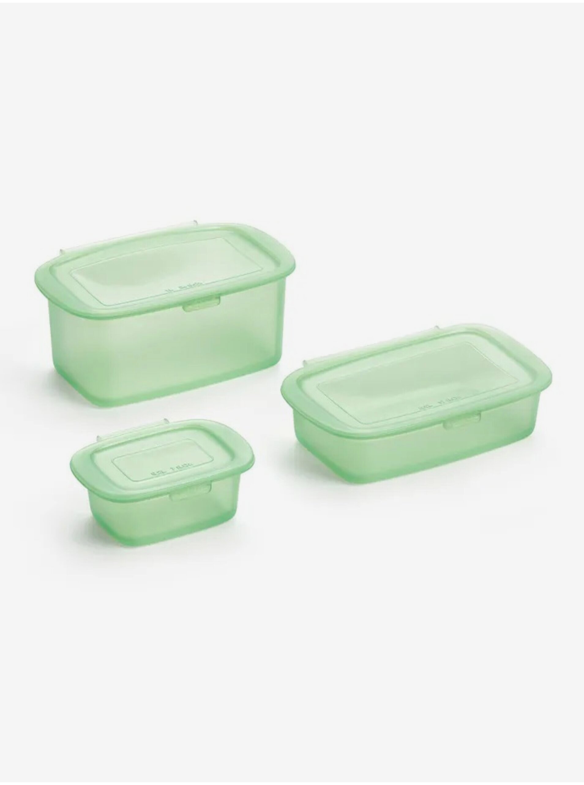 Lacno Súprava troch silikónových boxov na skladovanie potravín v zelenej farbe Lékué