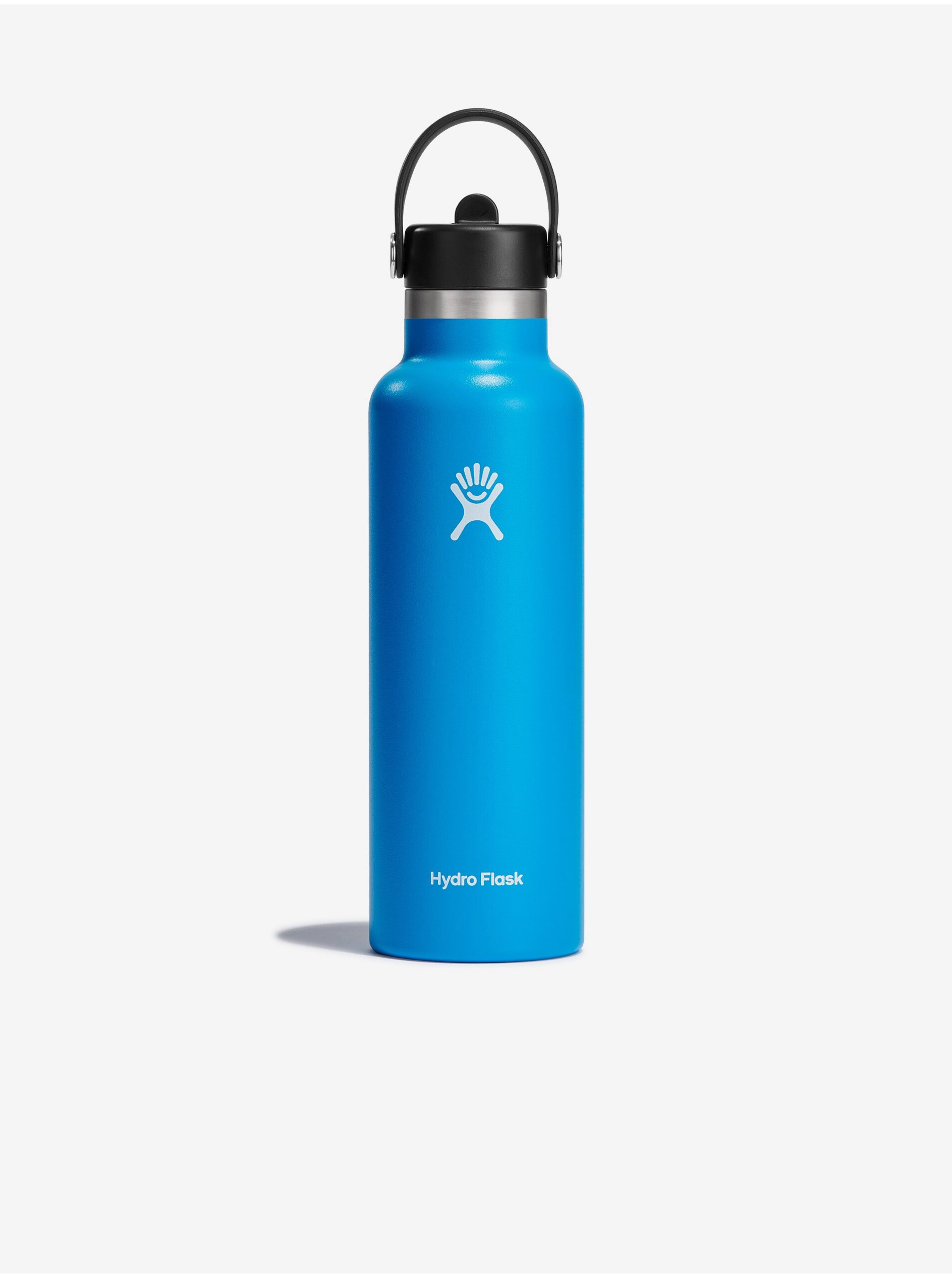 Levně Modrá nerezová termolahev Hydro Flask Standard Mouth Straw Cap (621 ml)