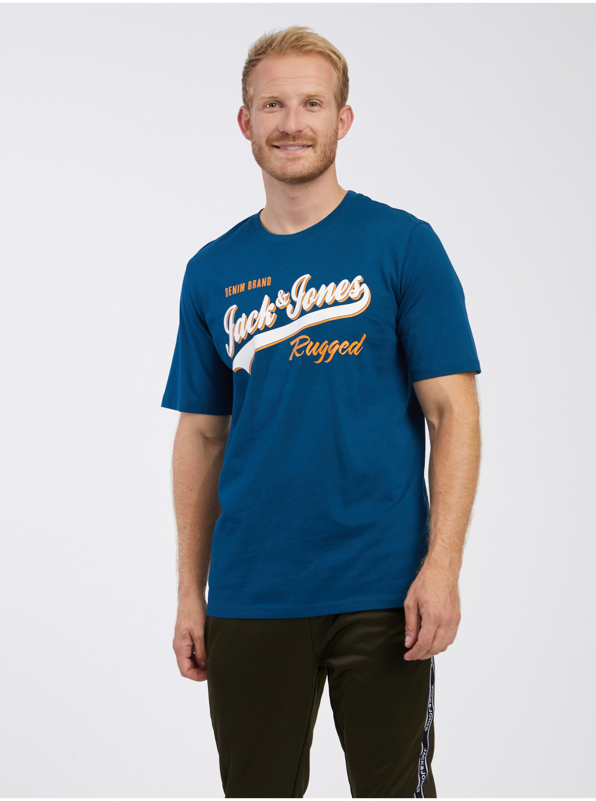 Levně Modré pánské tričko Jack & Jones Logo