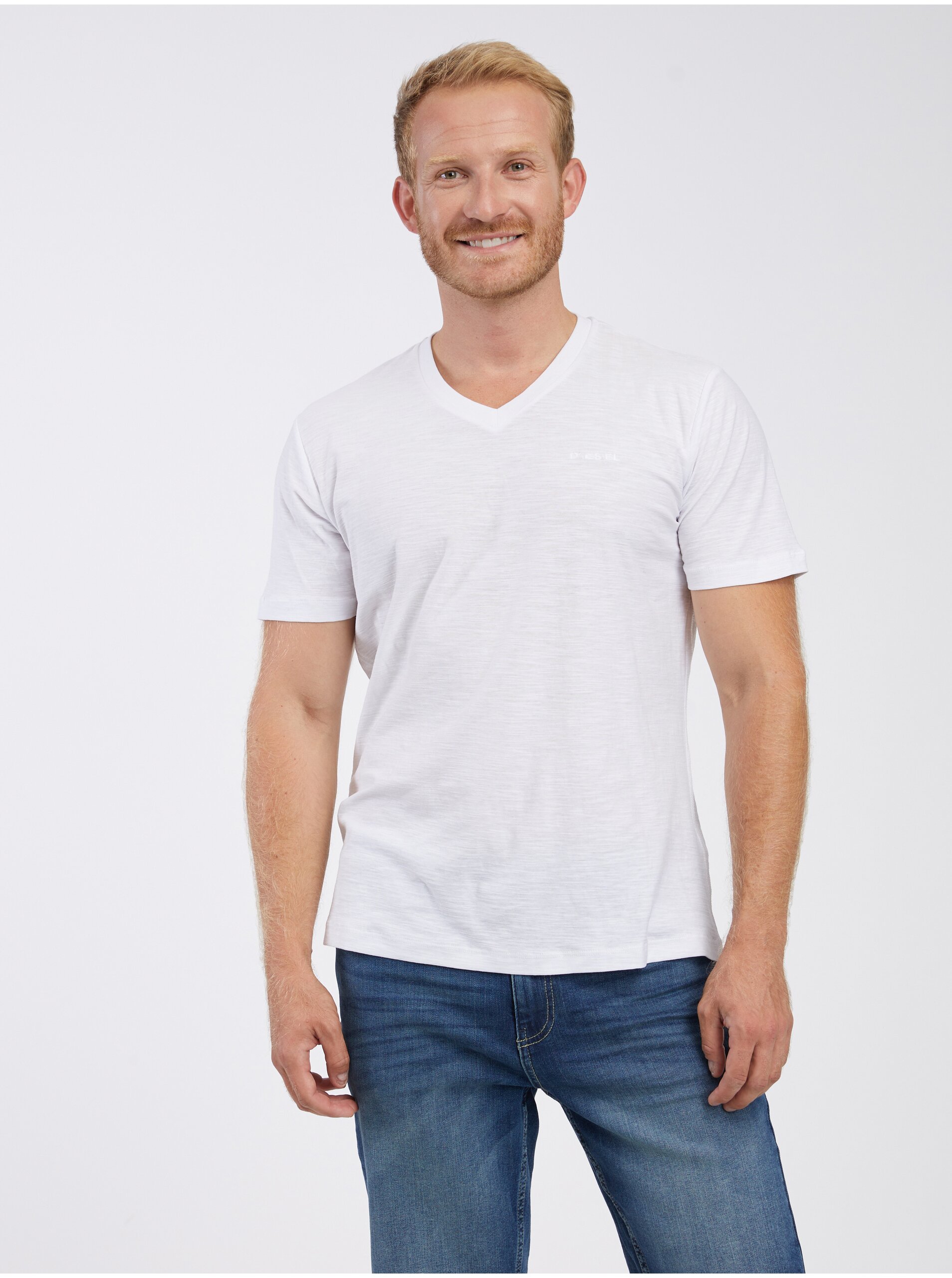 Levně Bílé pánské tričko Diesel T-Ranis Maglietta
