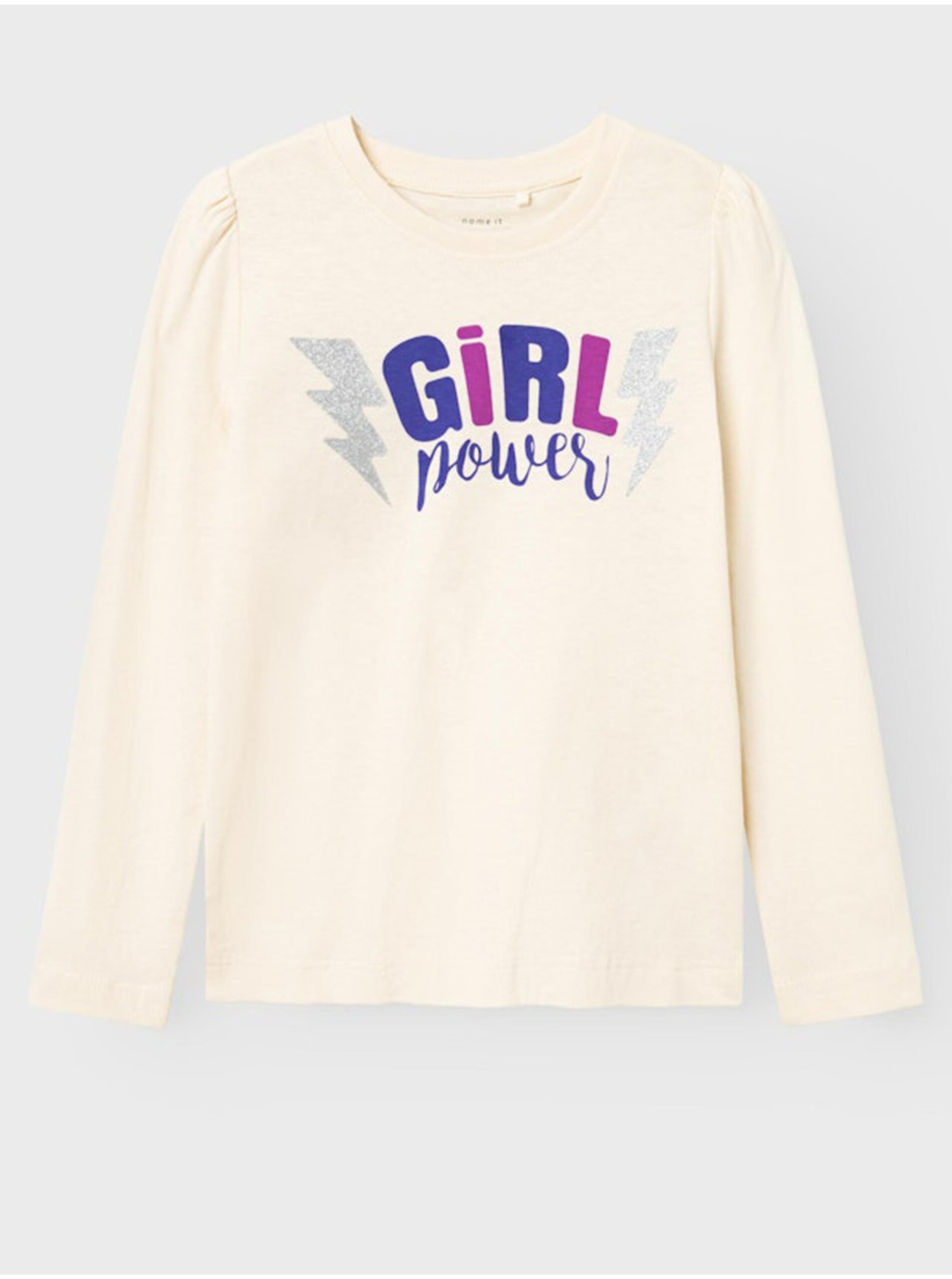 Lacno Krémové dievčenské tričko s dlhým rukávom name it Roselin