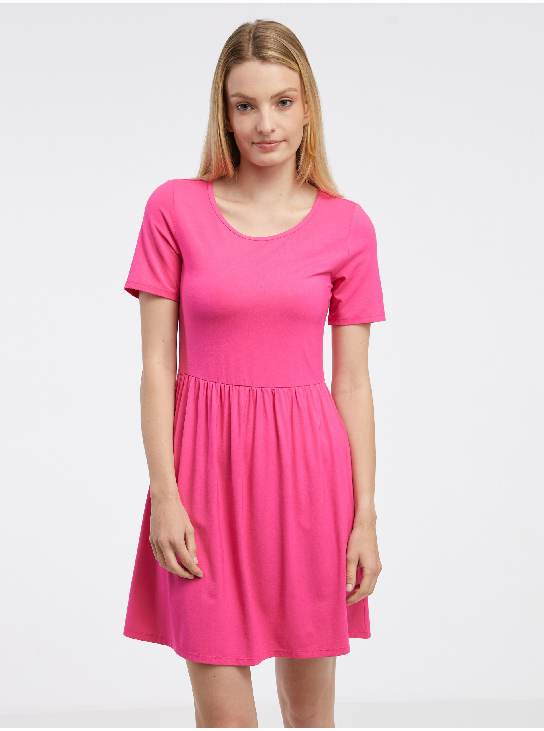 E-shop Tmavě růžové dámské basic šaty Pieces Taliva