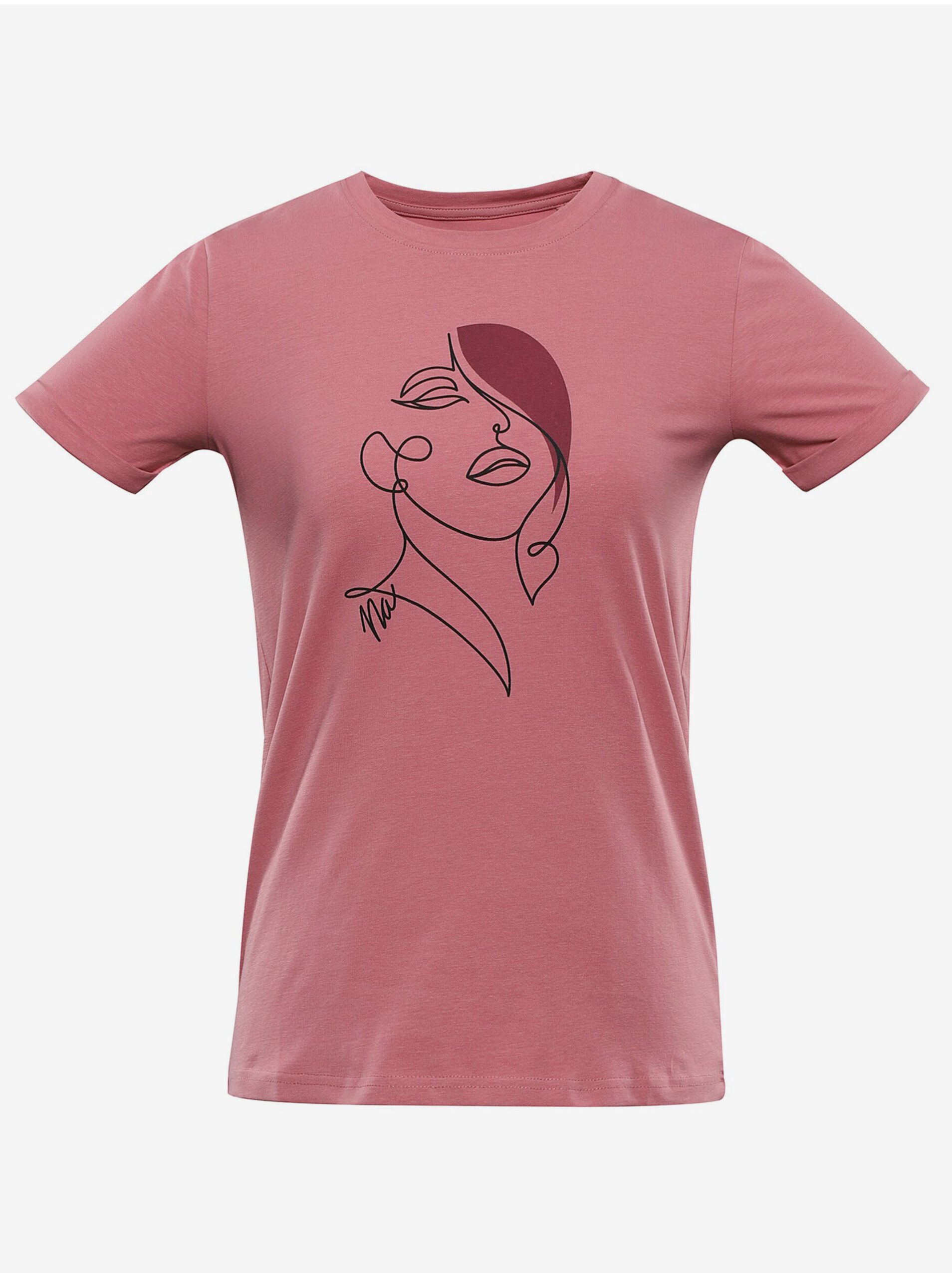 Levně Růžové dámské tričko s potiskem NAX GAMMA