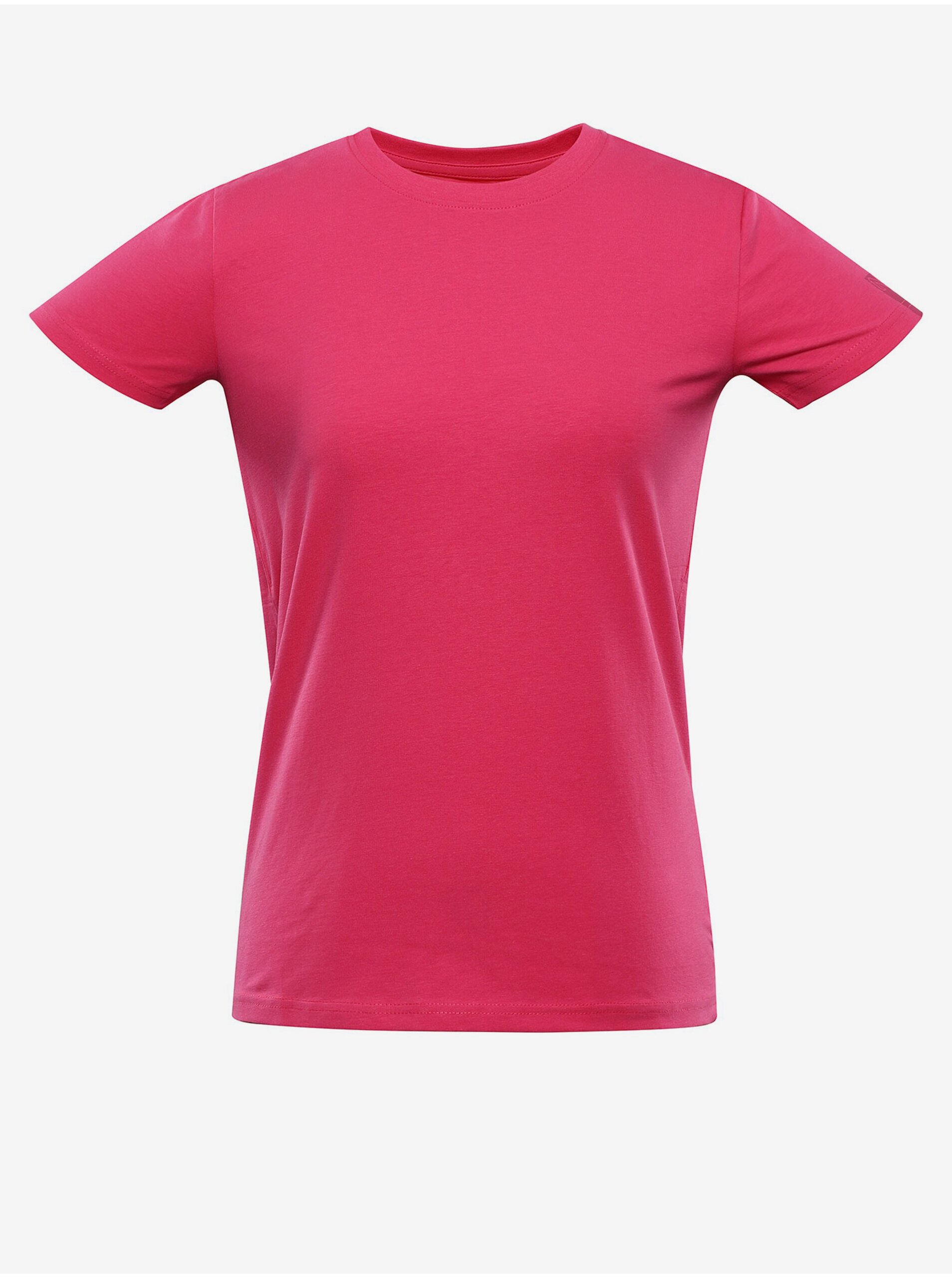Levně Tmavě růžové dámské basic tričko NAX DELENA
